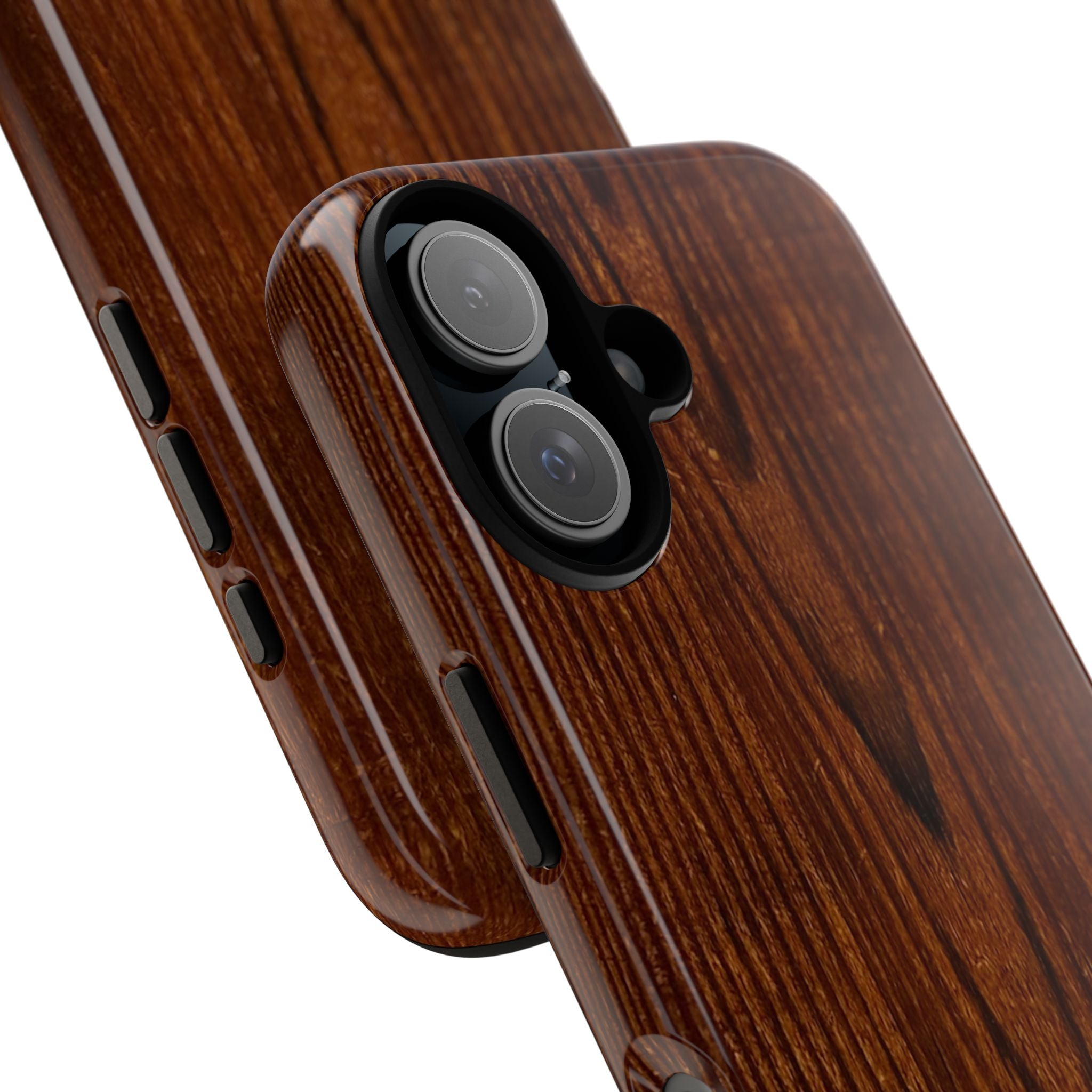 Phone Case in Fine Wood Grain Design with rustic, rugged good looks with toughness and durability for UV and impact resistance protection