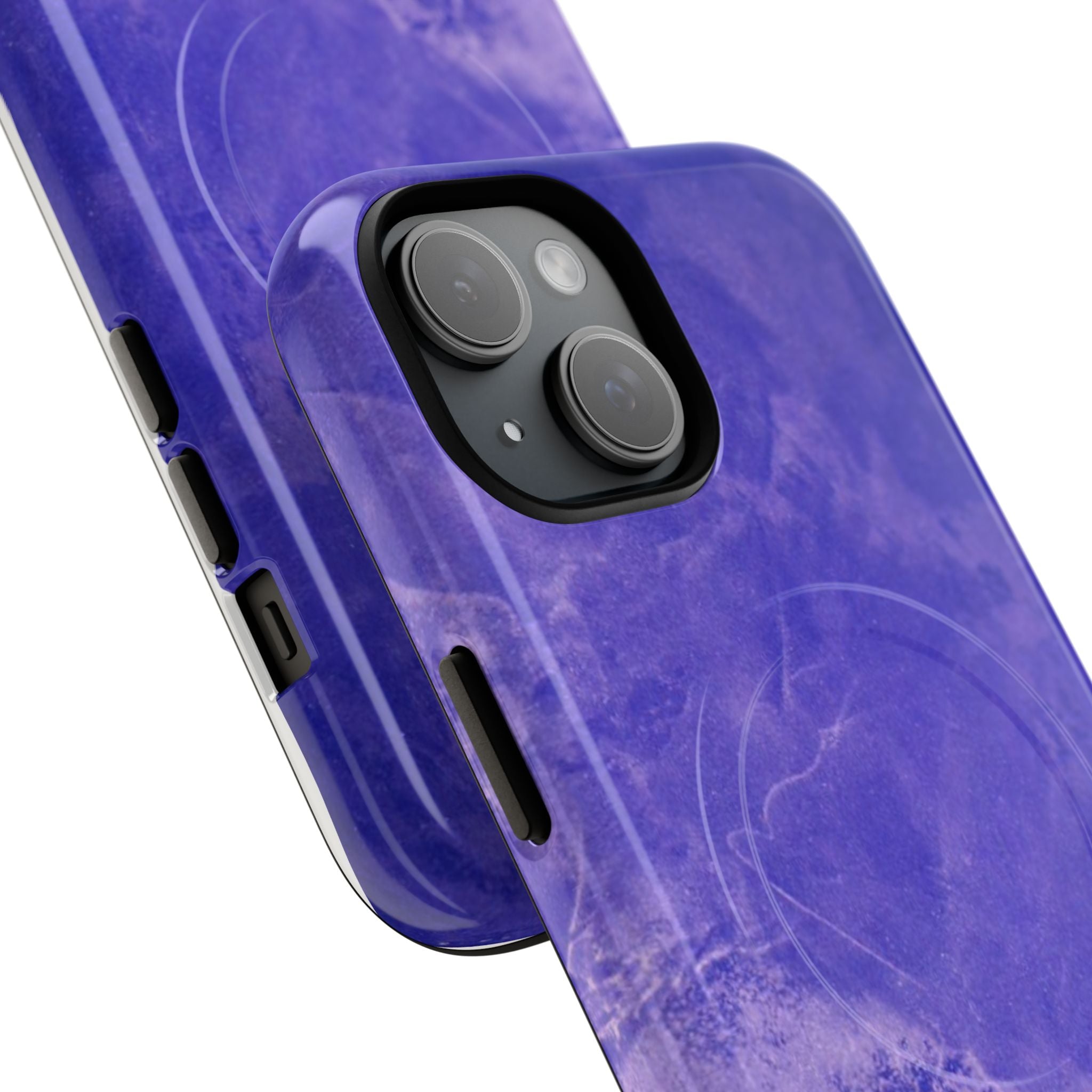 Magnetic iphone case in Blue abstract design with dual layers for toughness and compatible with MagSafe Accessories