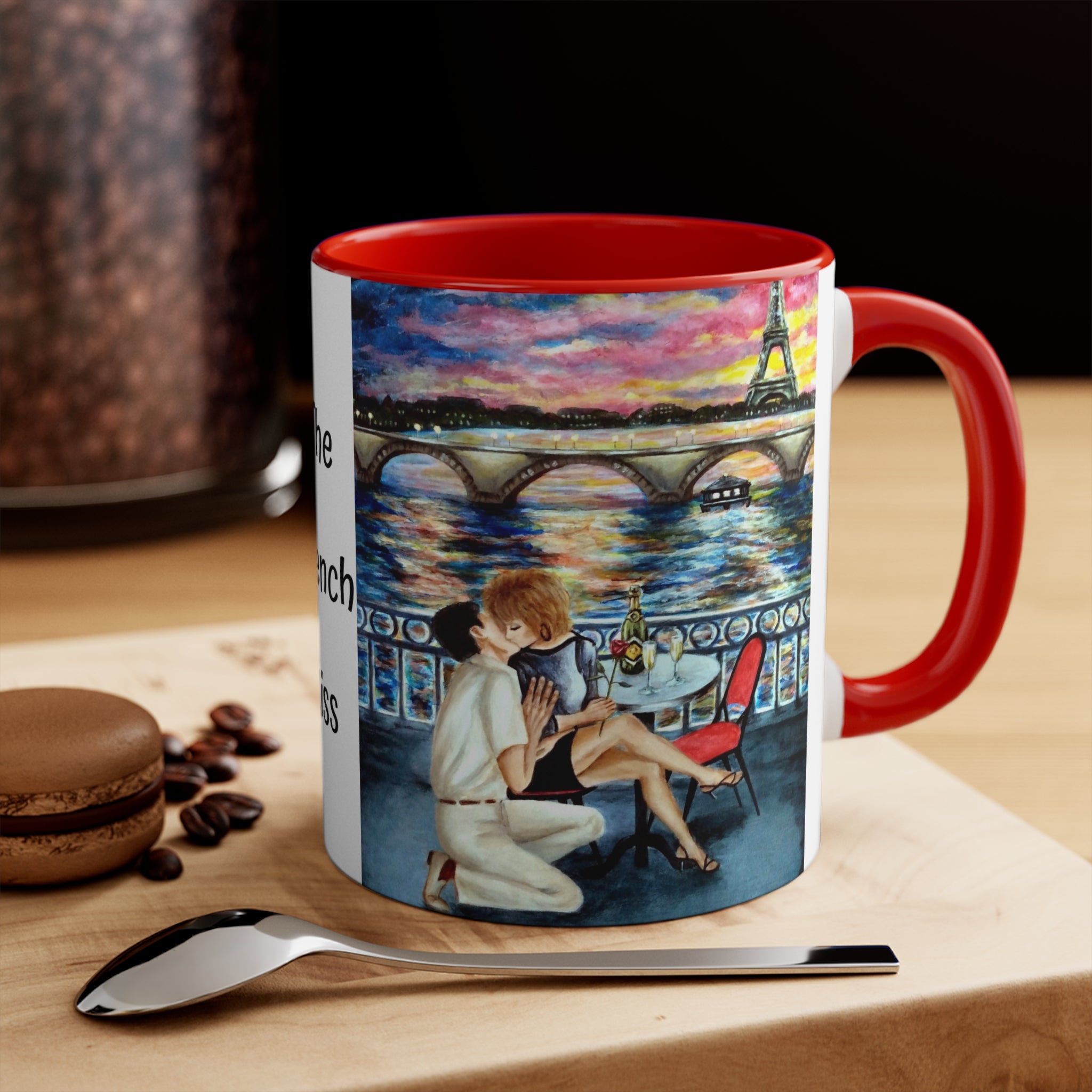 Mugs of Romantic Paris and The French Kiss in Artist Rendering