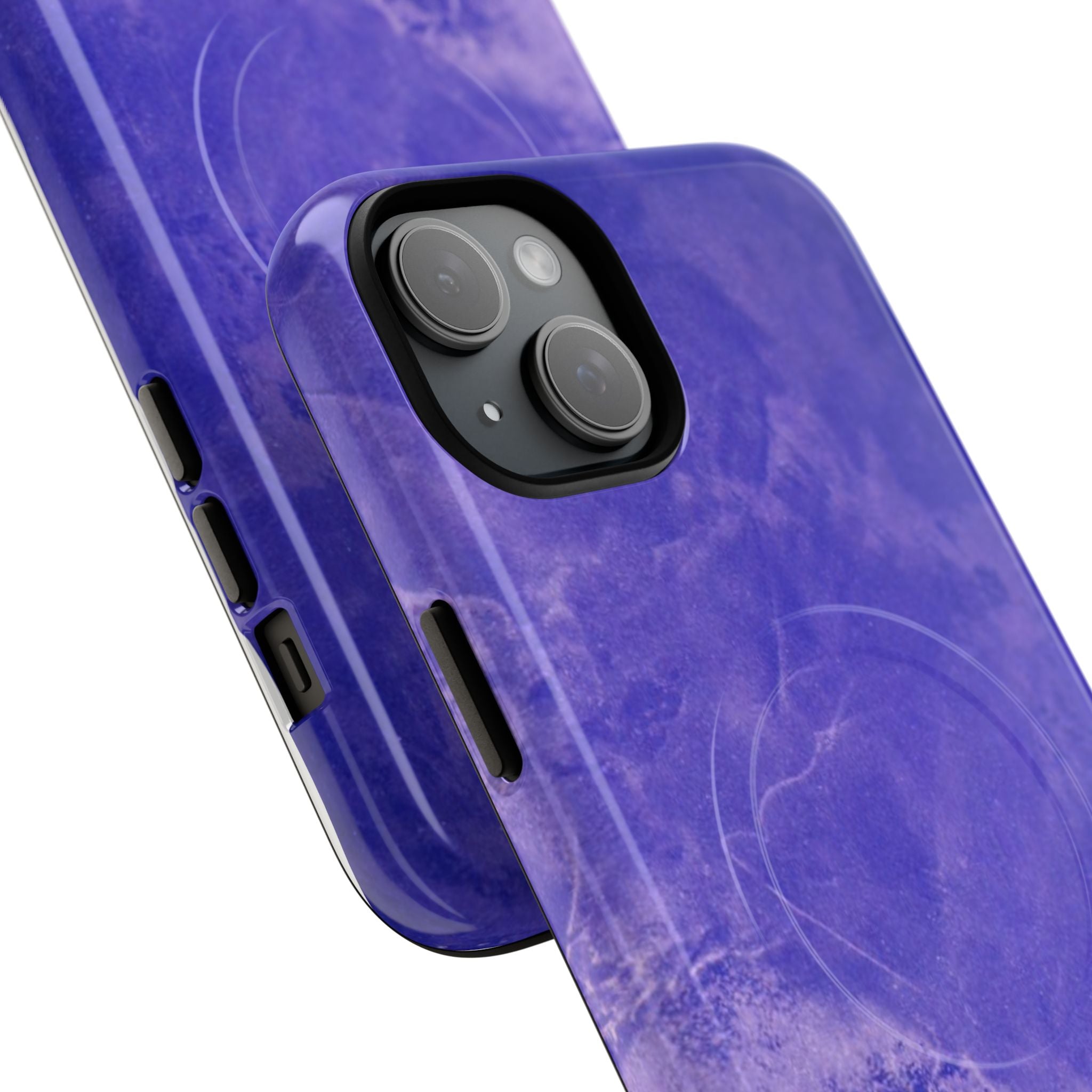 Magnetic iphone case in Blue abstract design with dual layers for toughness and compatible with MagSafe Accessories