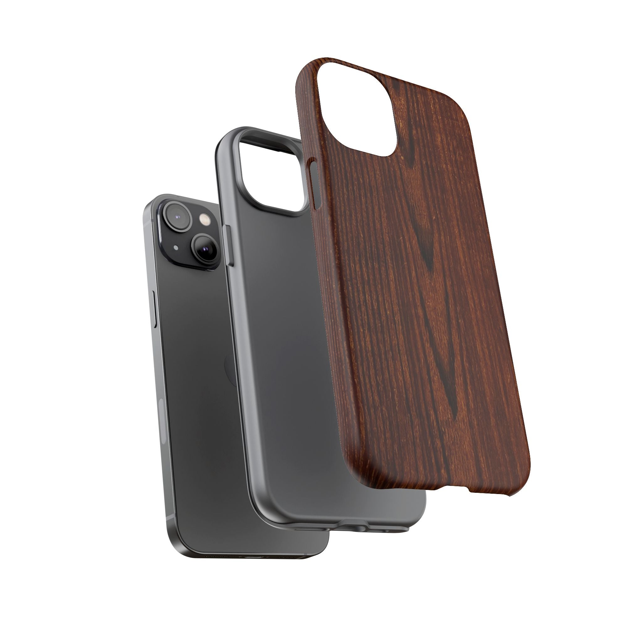 Phone Case in Fine Wood Grain Design with rustic, rugged good looks with toughness and durability for UV and impact resistance protection