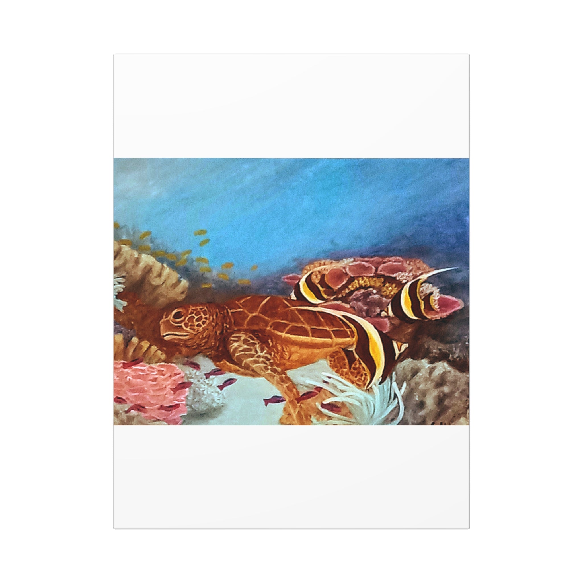 Canvas Print Art Wrap — Tropical Reef Sea Turtle Wall Decor for Turtle Lovers painted by Studio Blitz