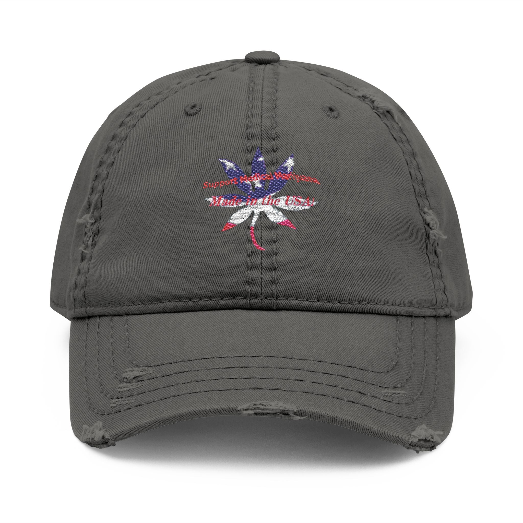 Distressed Embroidered Hat - Medical Marijuana designed by Studio Blitz