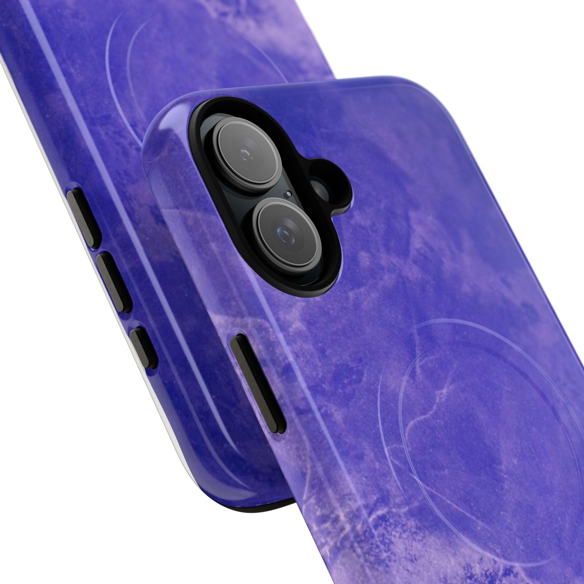Magnetic iphone case in Blue abstract design with dual layers for toughness and compatible with MagSafe Accessories
