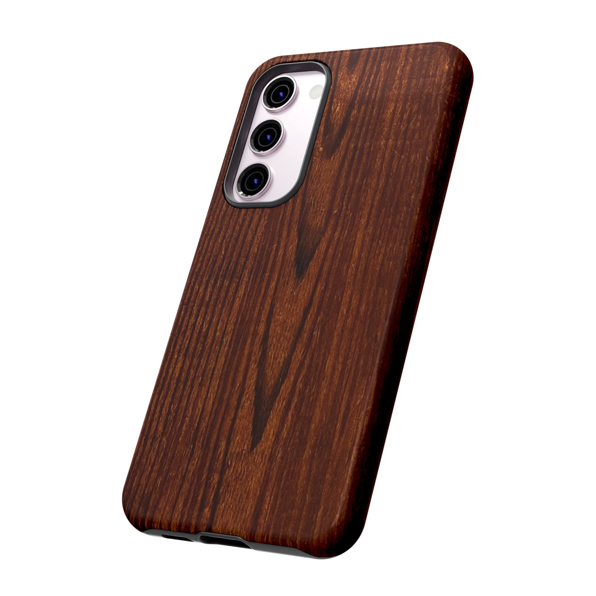 Phone Case in Fine Wood Grain Design with rustic, rugged good looks with toughness and durability for UV and impact resistance protection