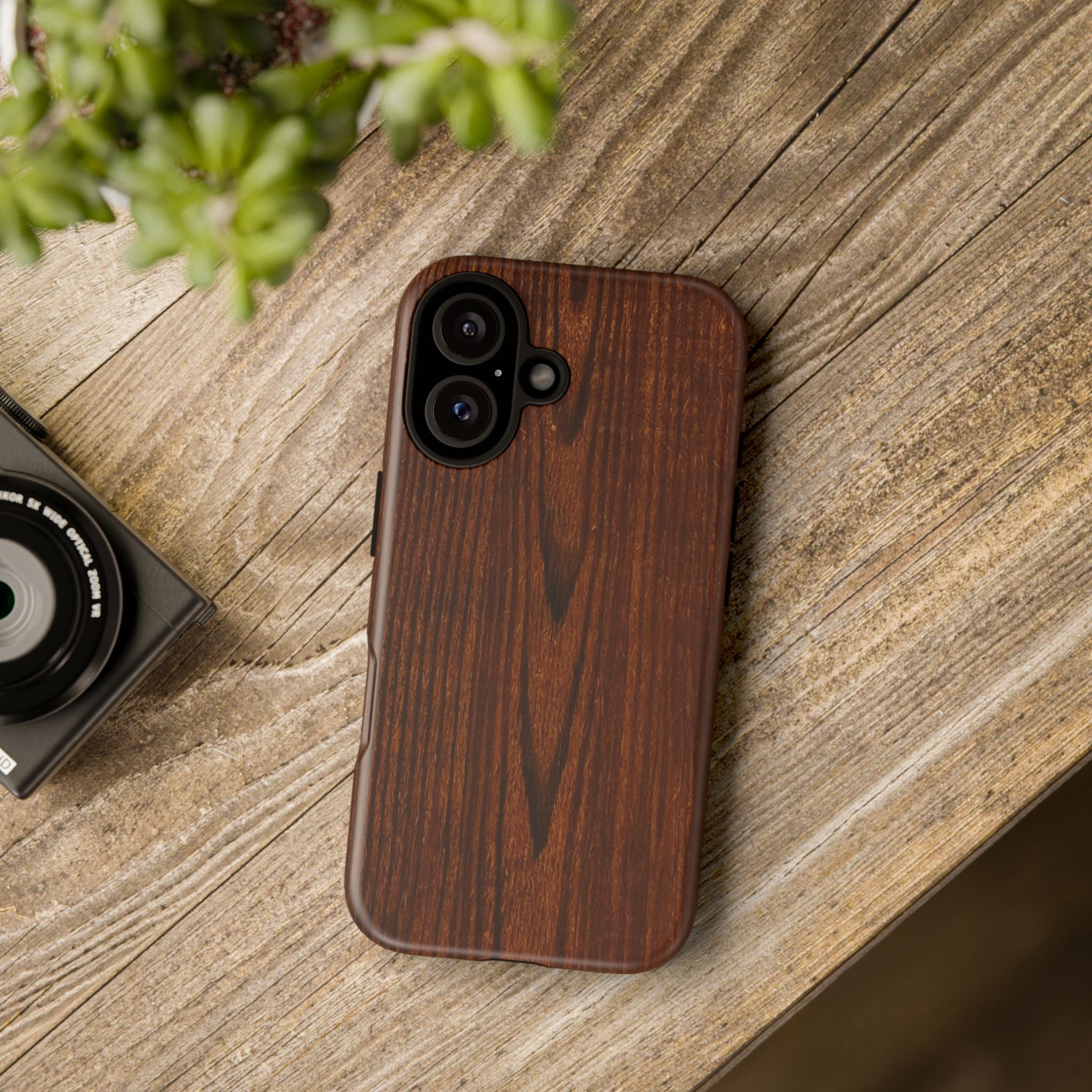 Phone Case in Fine Wood Grain Design with rustic, rugged good looks with toughness and durability for UV and impact resistance protection