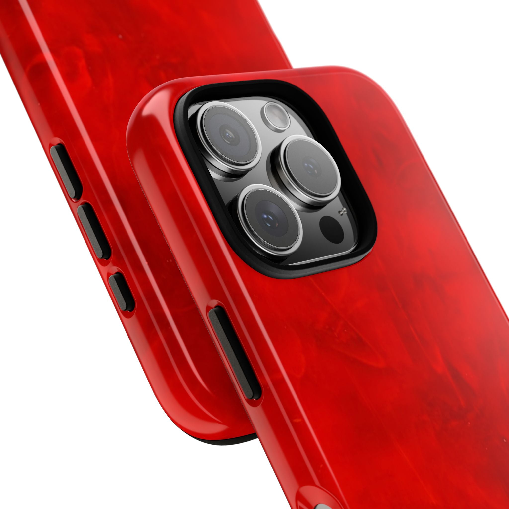 Phone Case in Hot Red Leather-like Design with Dual Layer for Shock Impact and UV Protection