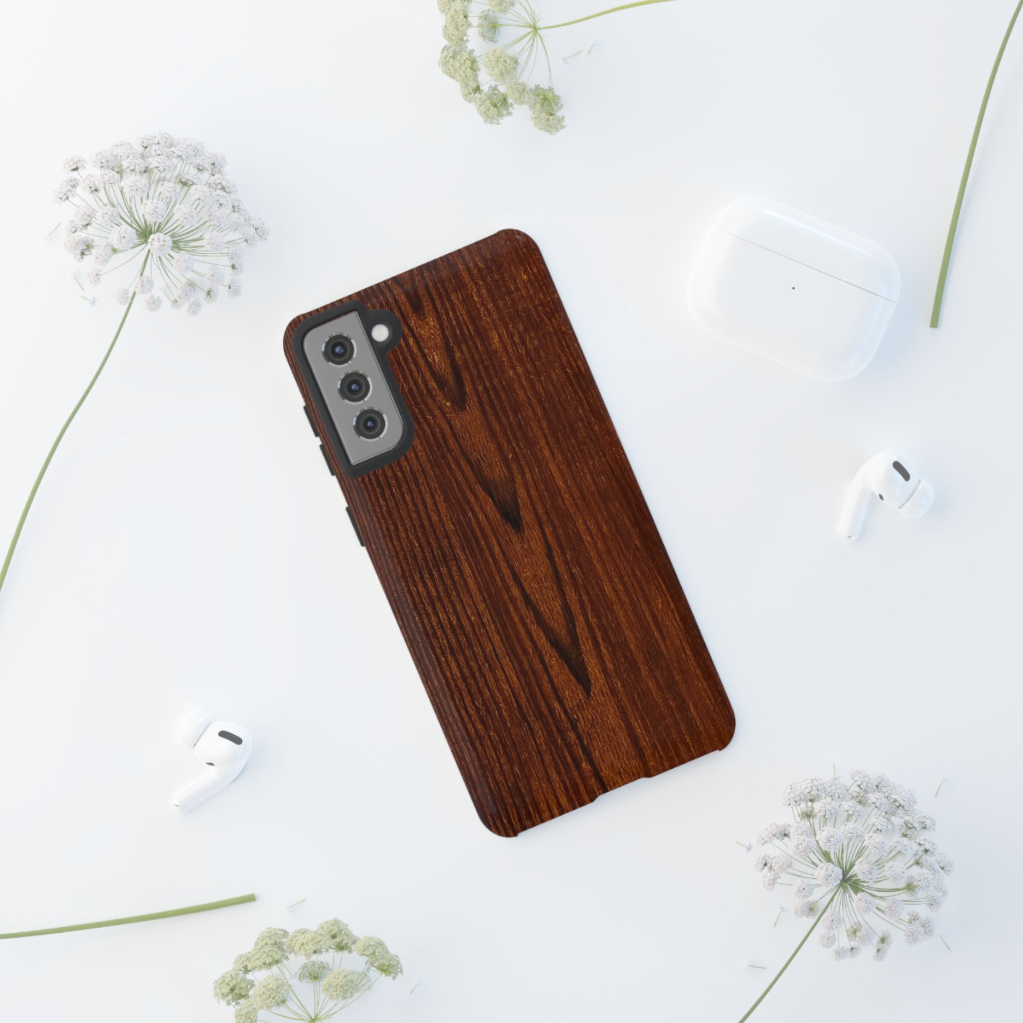 Phone Case in Fine Wood Grain Design with rustic, rugged good looks with toughness and durability for UV and impact resistance protection
