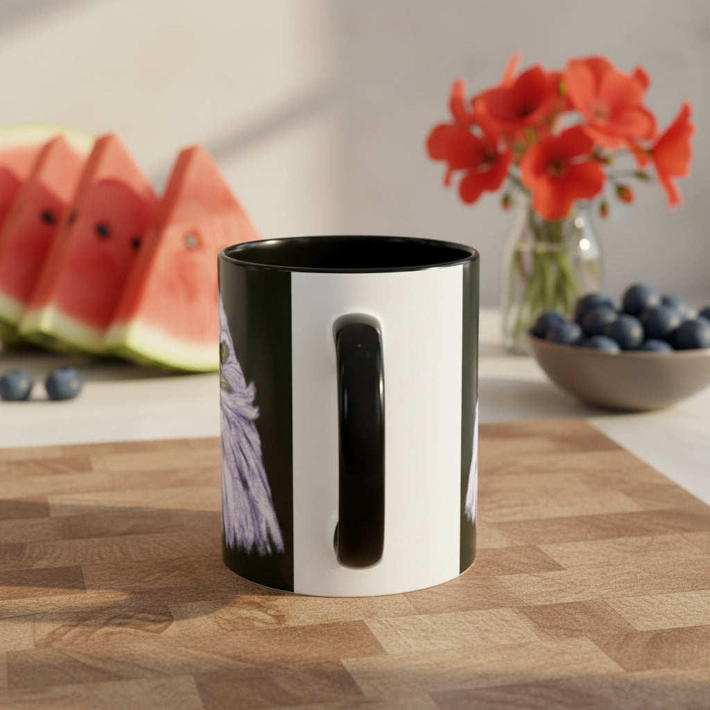 Black mug with with Bald Eagle on either side to show the comfortable C Handle