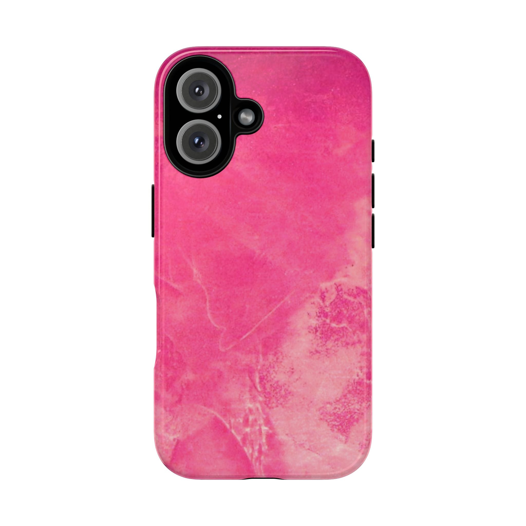 phone case in glossy or matte Hot Pink Marble Design with UV and impact resistance protection