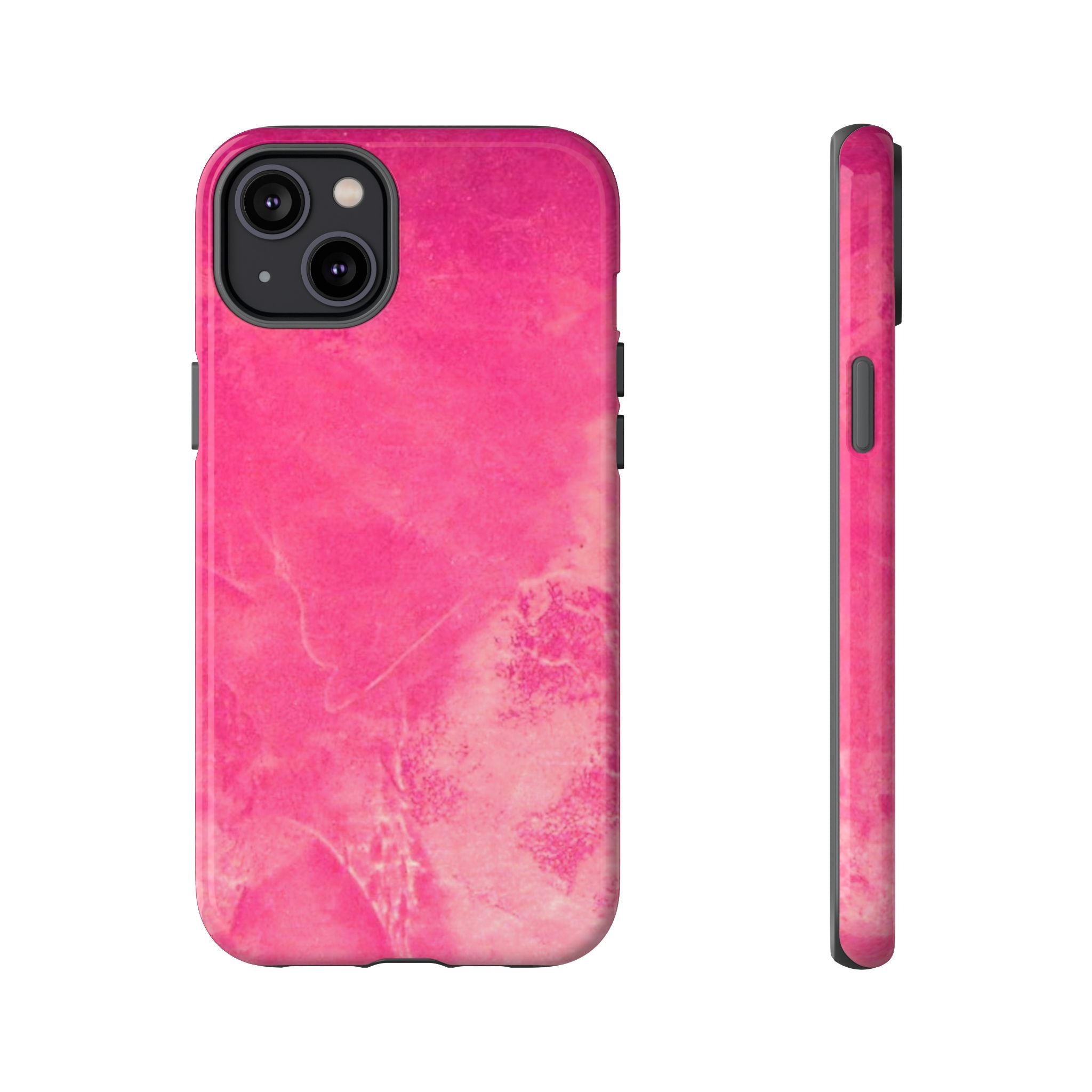 phone case in glossy or matte Hot Pink Marble Design with UV and impact resistance protection