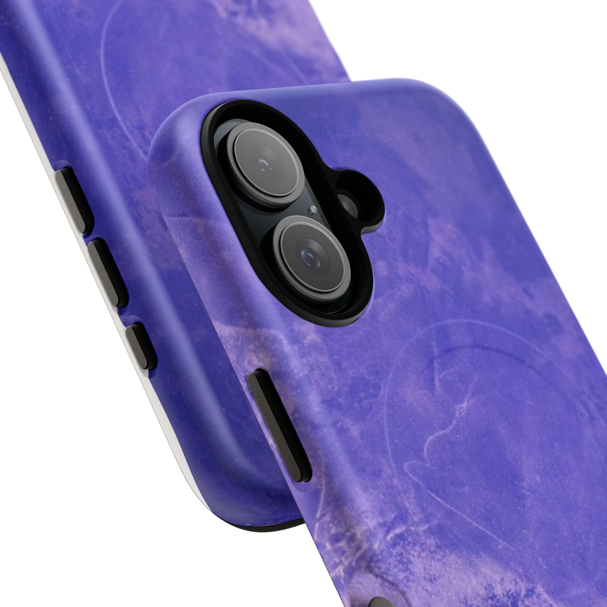 Magnetic iphone case in Blue abstract design with dual layers for toughness and compatible with MagSafe Accessories