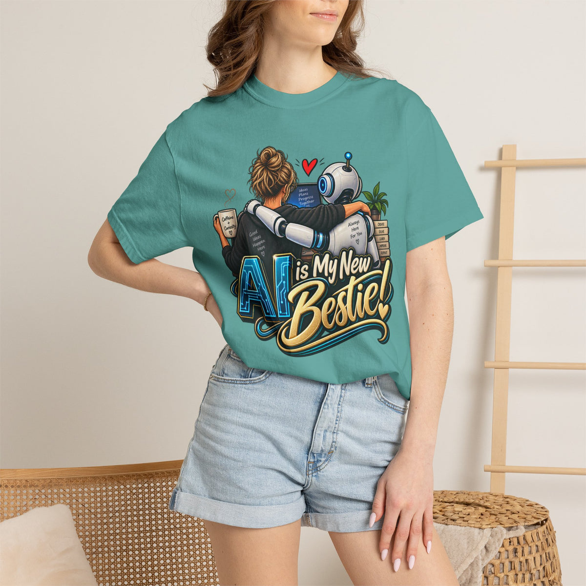 Women's Super Comfy T-shirt - 'My New Bestie AI' Fun Graphic