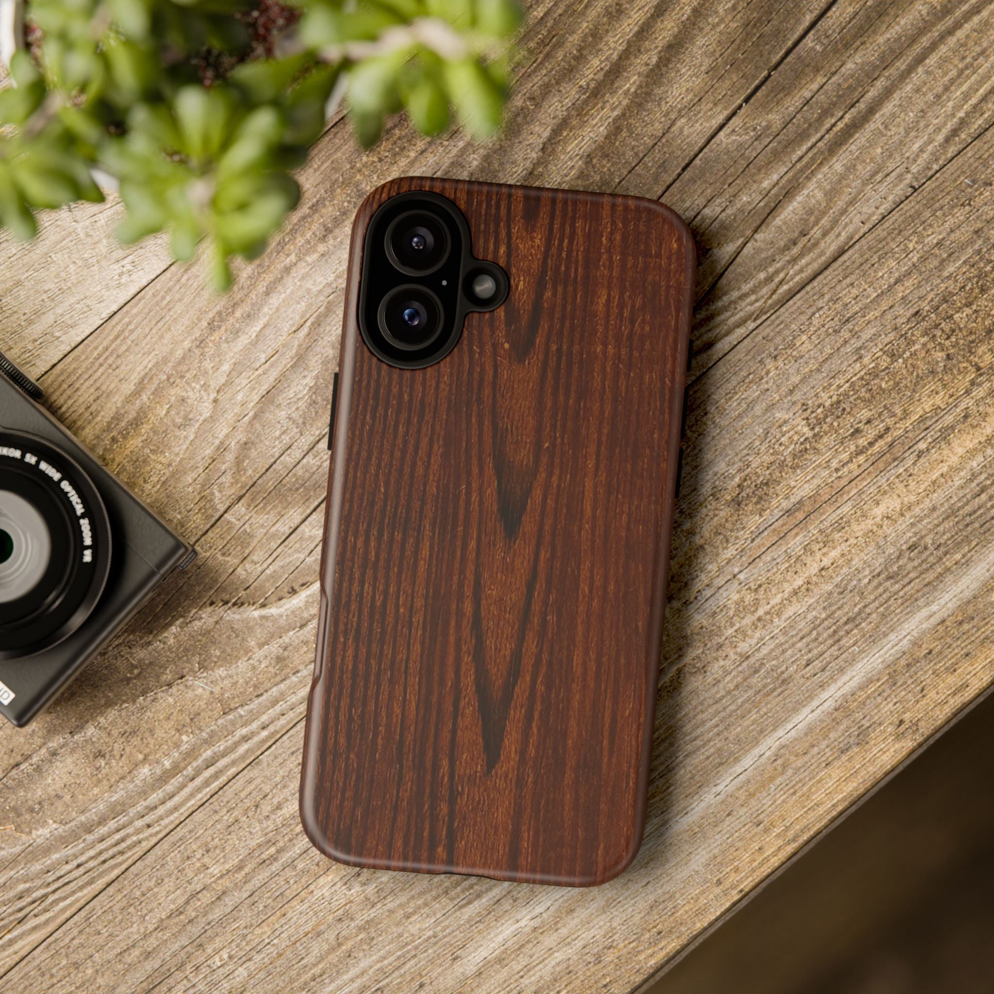 Phone Case in Fine Wood Grain Design with rustic, rugged good looks with toughness and durability for UV and impact resistance protection