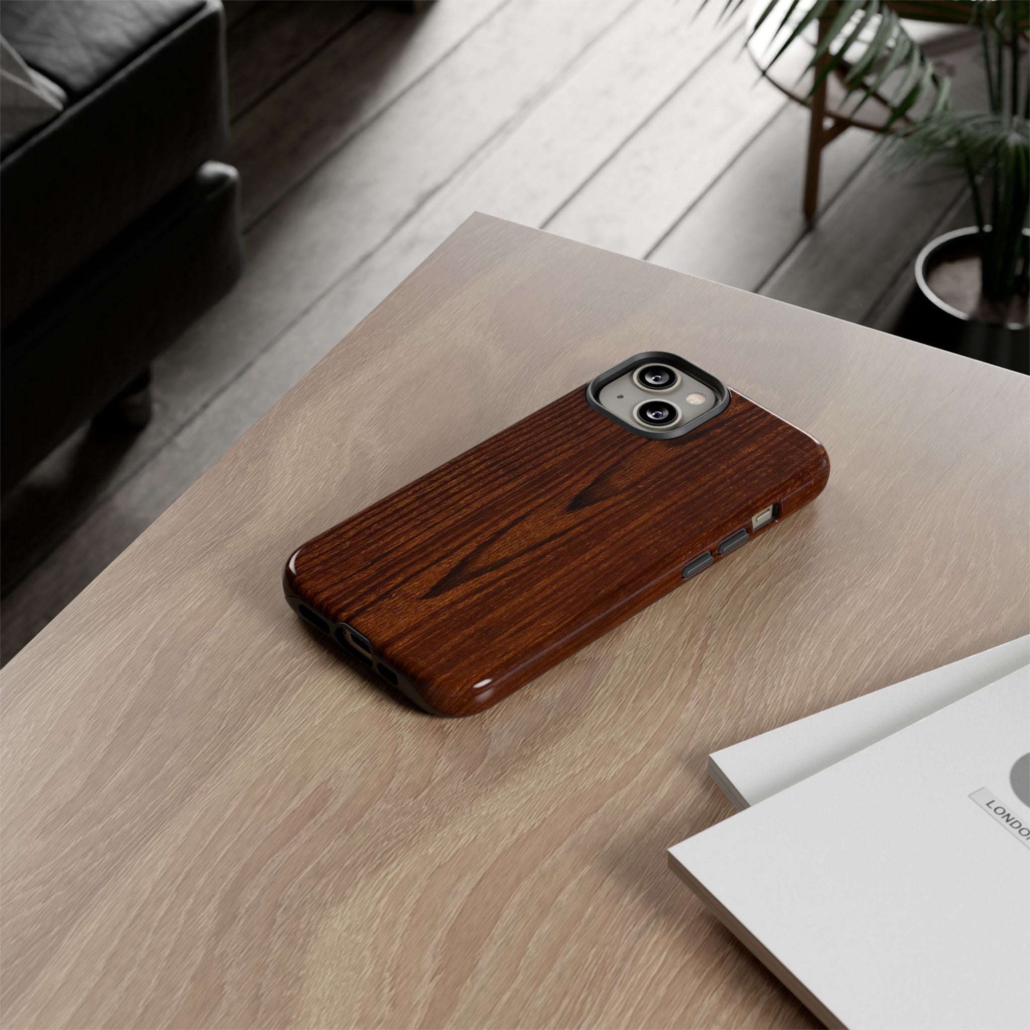 Phone Case in Fine Wood Grain Design with rustic, rugged good looks with toughness and durability for UV and impact resistance protection
