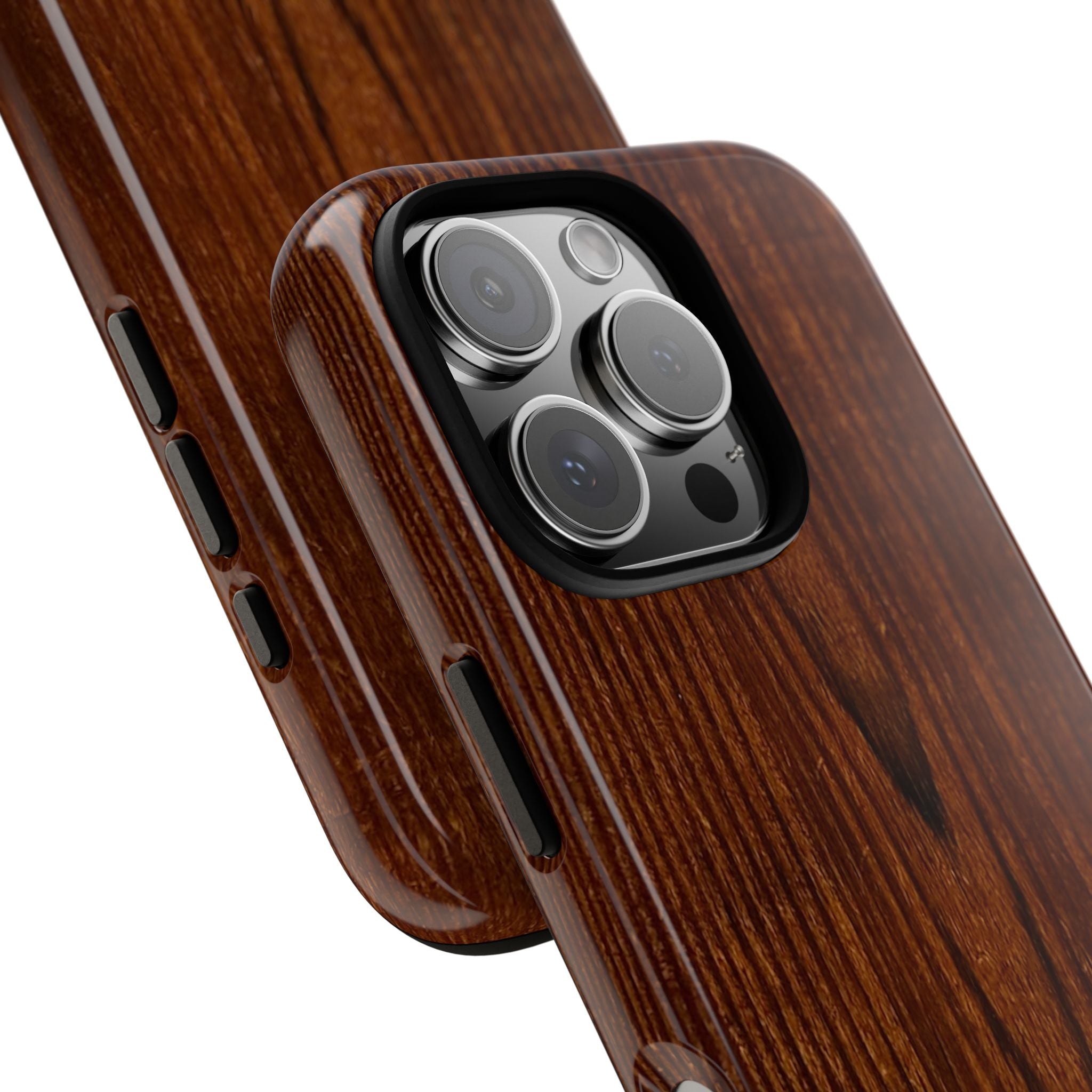 Phone Case in Fine Wood Grain Design with rustic, rugged good looks with toughness and durability for UV and impact resistance protection