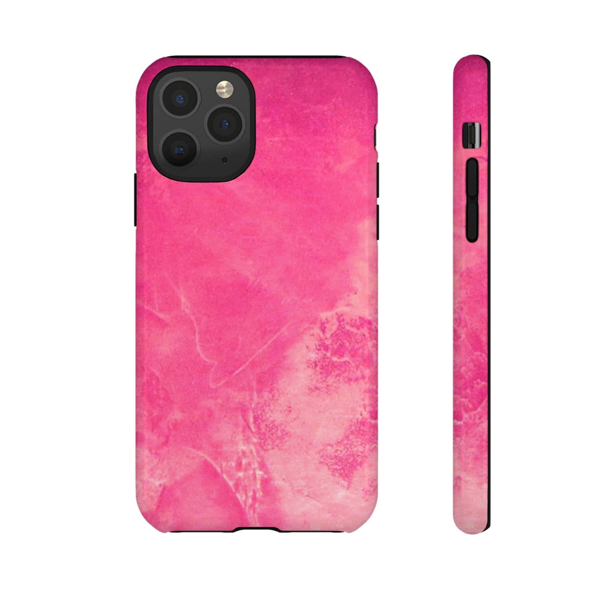 phone case in glossy or matte Hot Pink Marble Design with UV and impact resistance protection