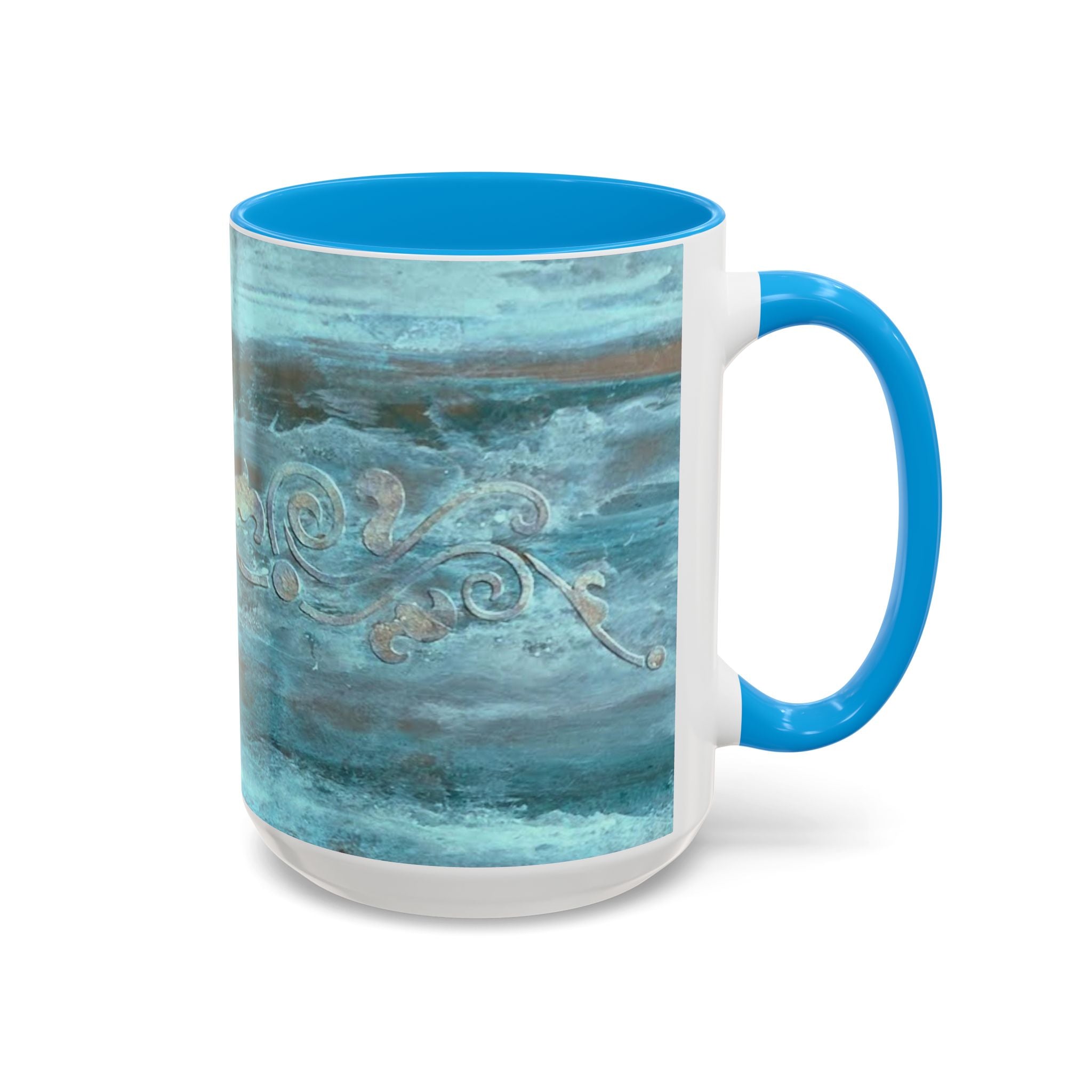 Mugs - Artistically painted with scrolled design 15oz & 11oz by Studio Blitz