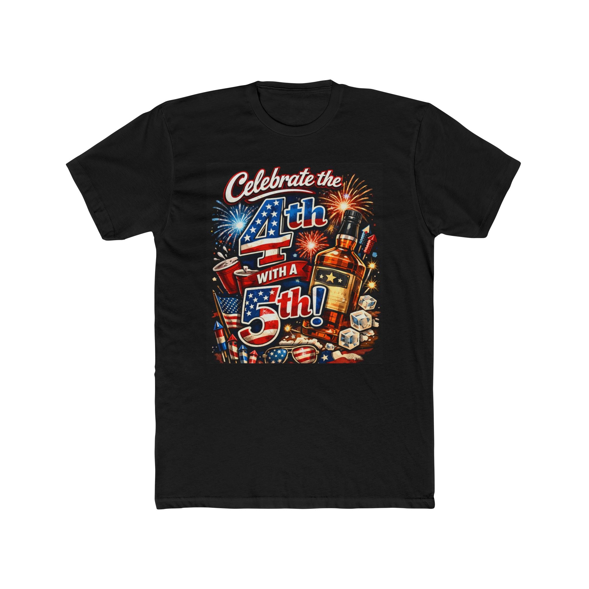 4th of July Beer T-Shirt — "Celebrate the 4th with a 5th" Patriotic BBQ Tee