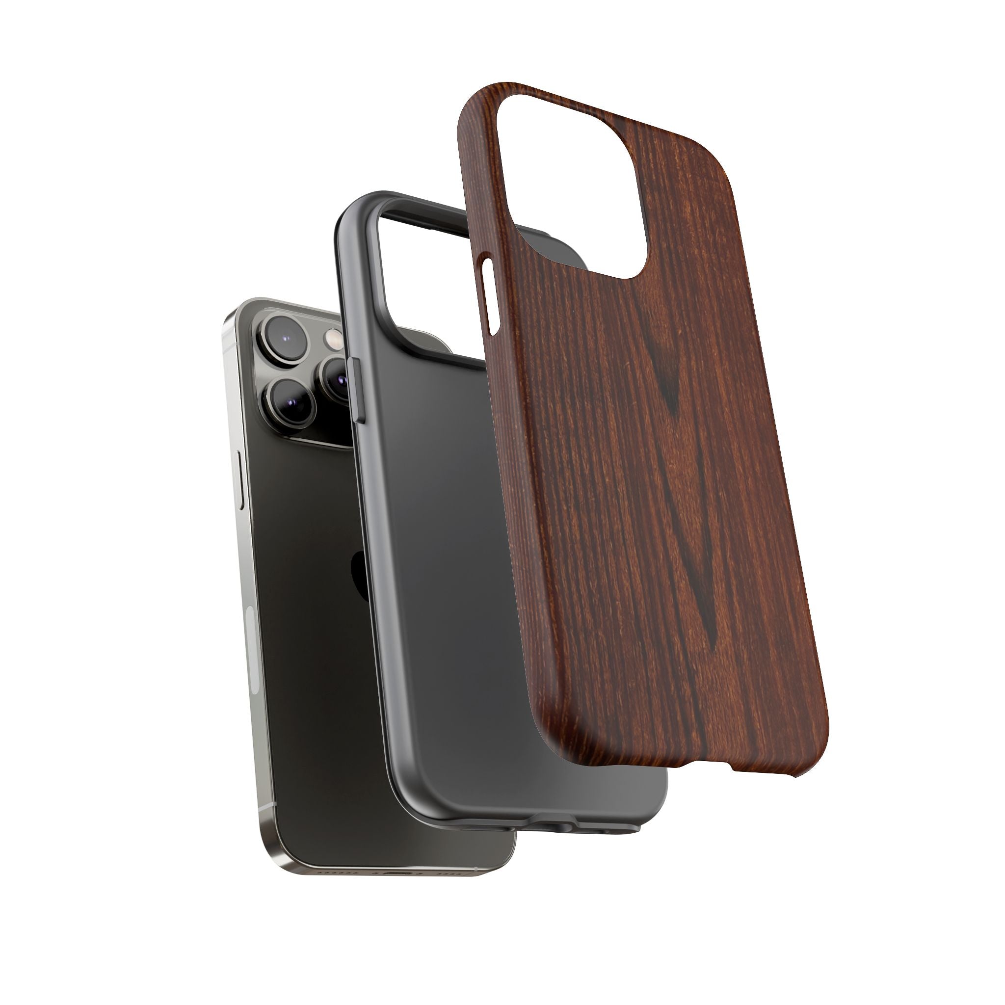 Phone Case in Fine Wood Grain Design with rustic, rugged good looks with toughness and durability for UV and impact resistance protection