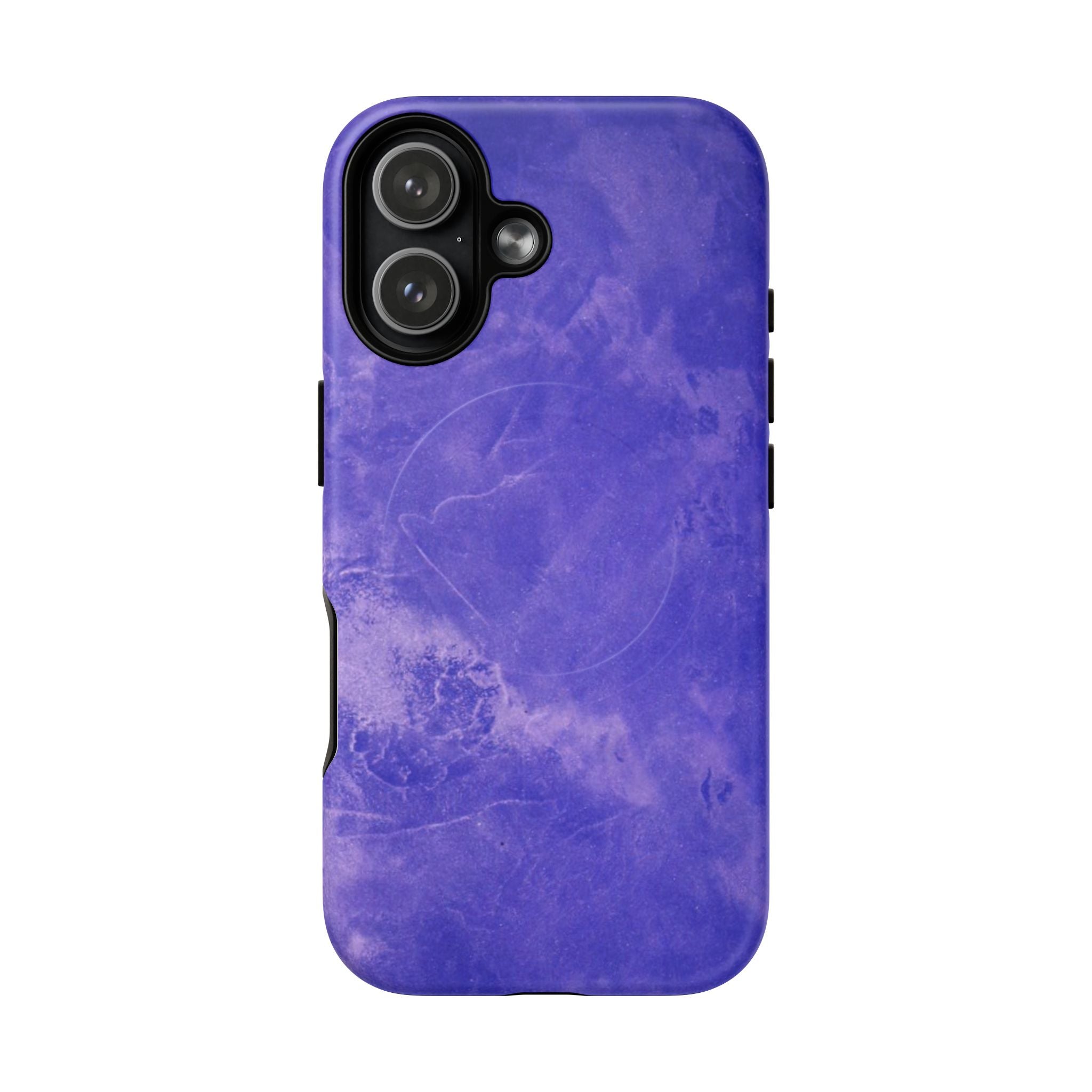 Magnetic iphone case in Blue abstract design with dual layers for toughness and compatible with MagSafe Accessories