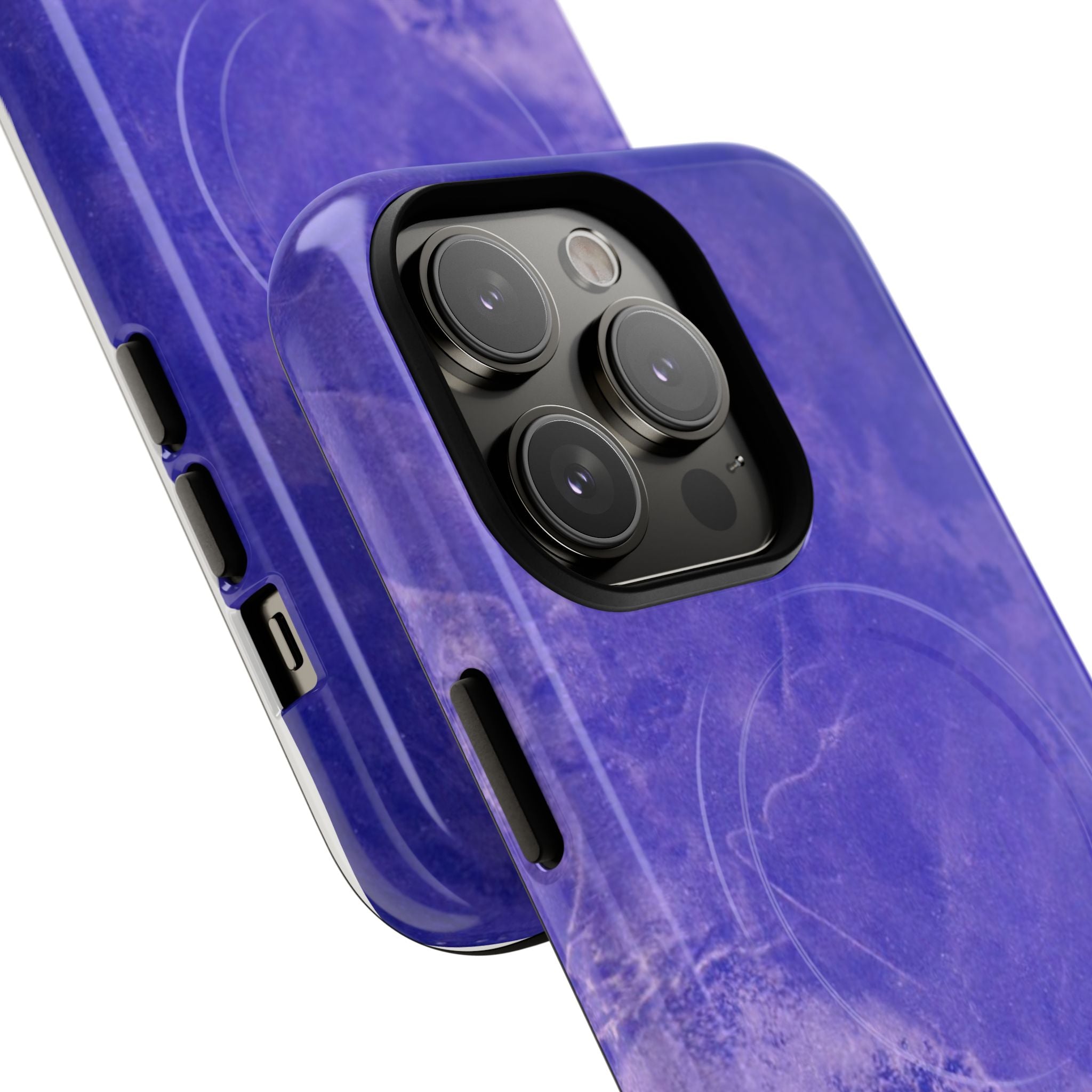 Magnetic iphone case in Blue abstract design with dual layers for toughness and compatible with MagSafe Accessories