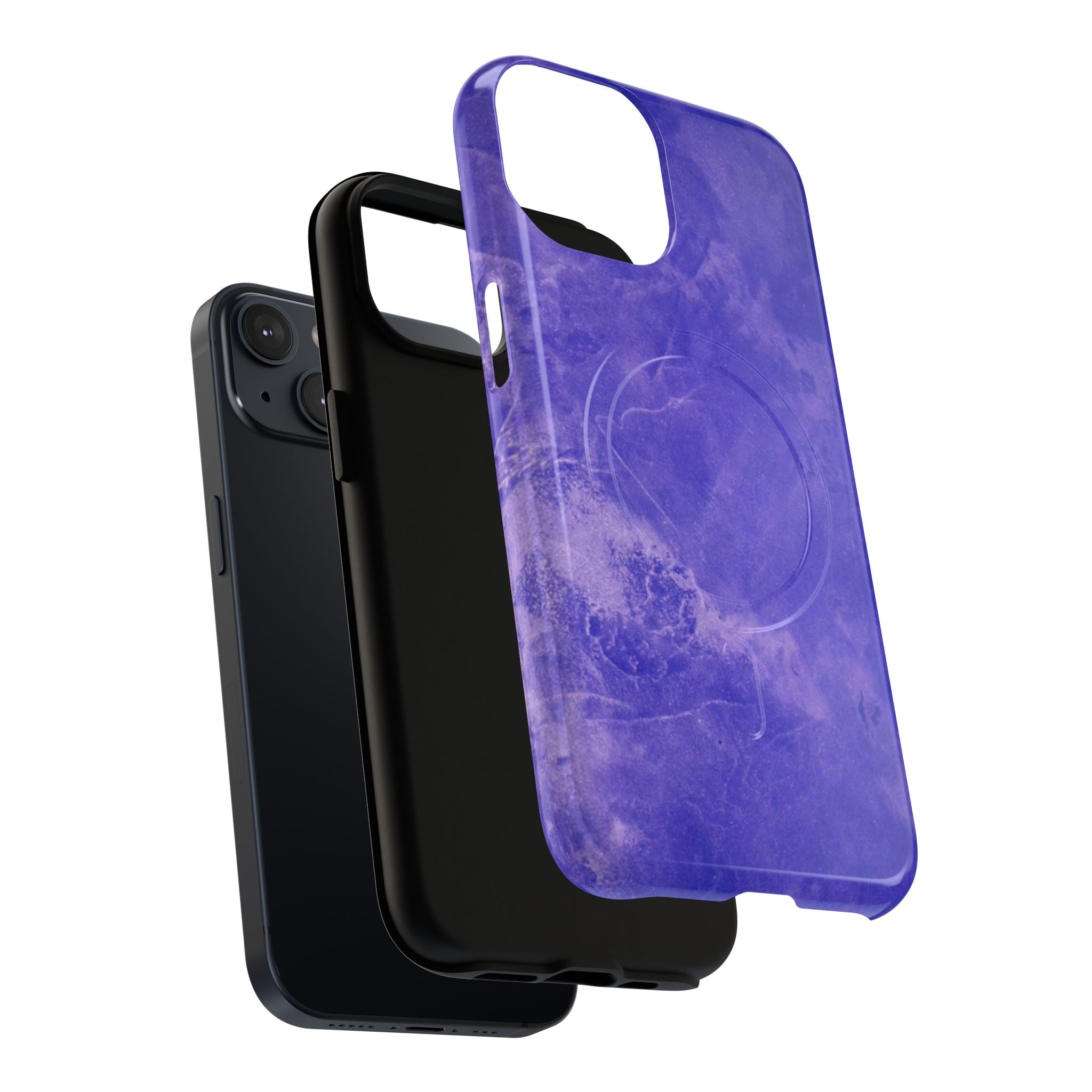 Magnetic iphone case in Blue abstract design with dual layers for toughness and compatible with MagSafe Accessories