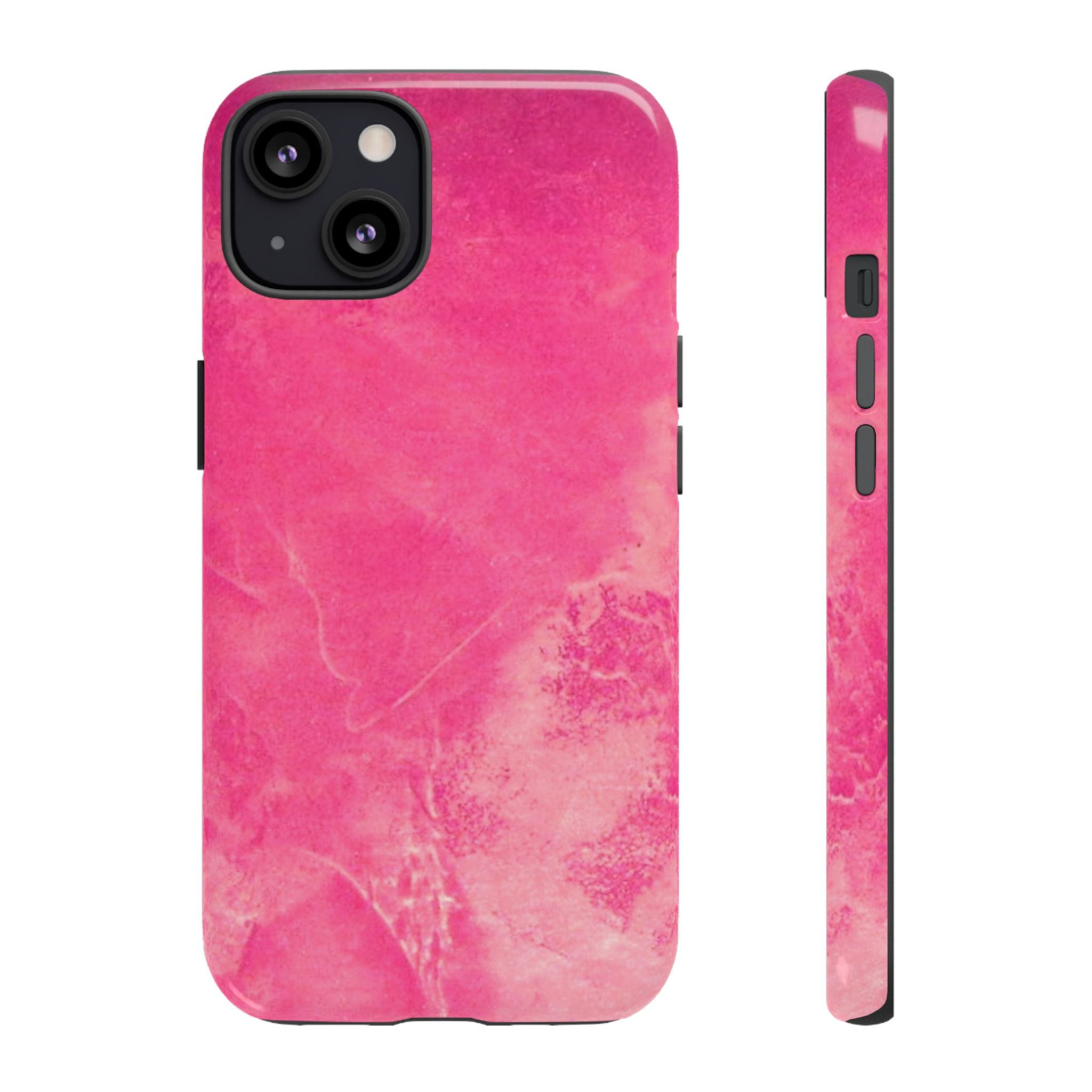 phone case in glossy or matte Hot Pink Marble Design with UV and impact resistance protection