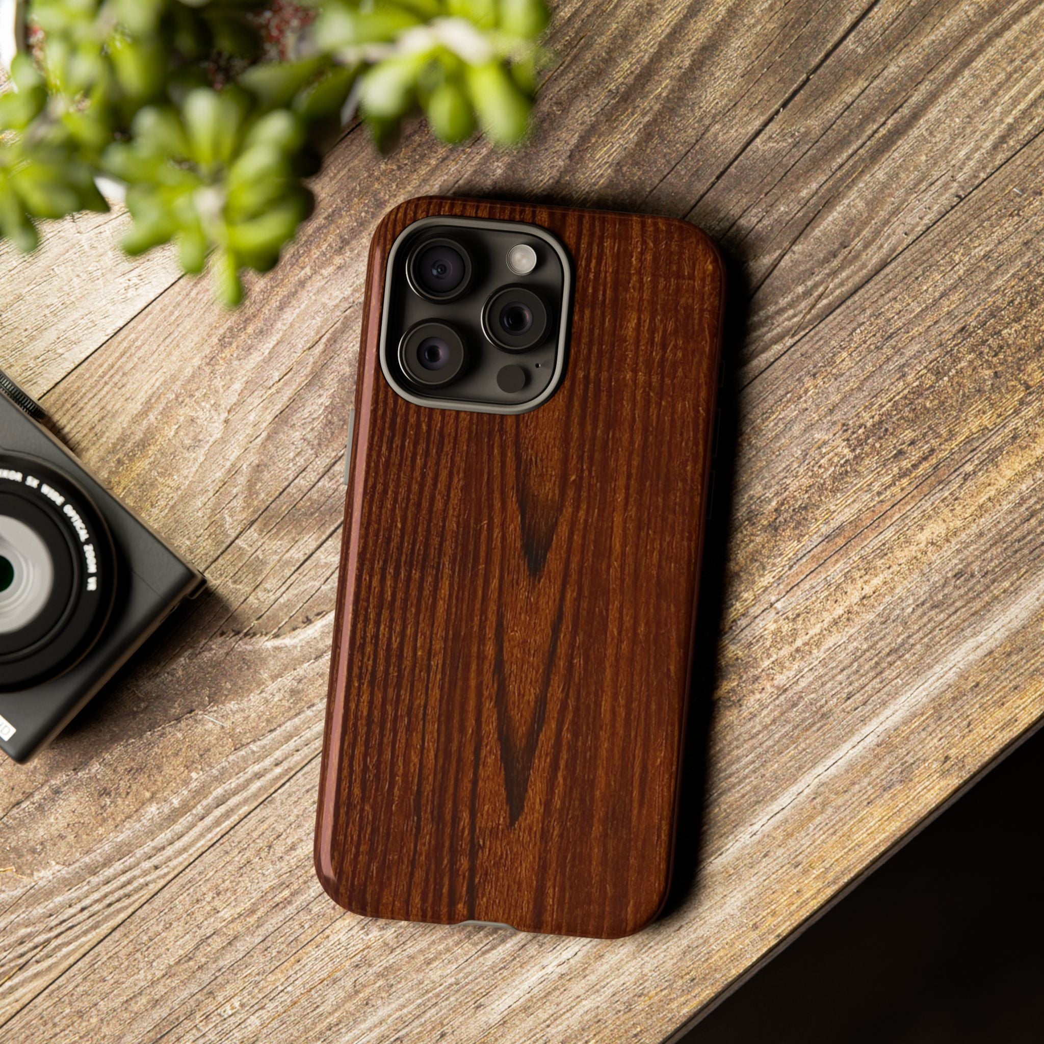 Phone Case in Fine Wood Grain Design with rustic, rugged good looks with toughness and durability for UV and impact resistance protection