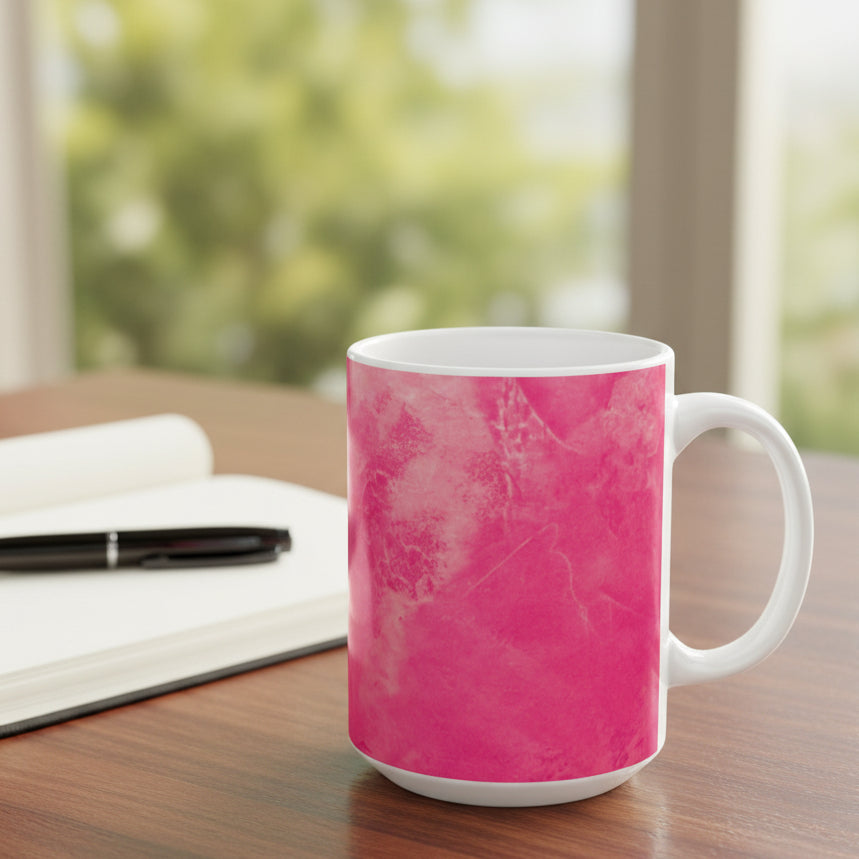 15oz ceramic mug featuring a vibrant pink marble design - lead and BPA free
