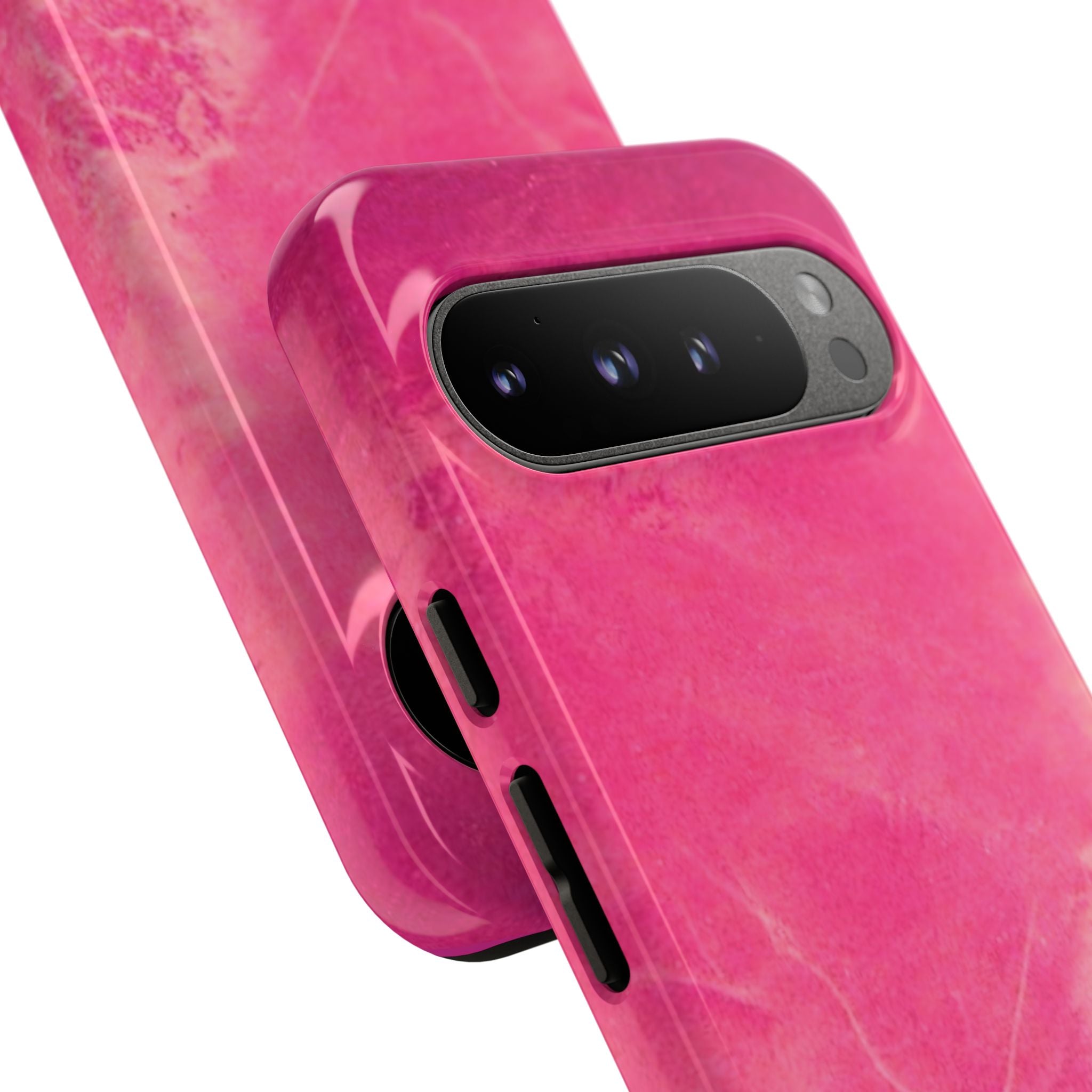 phone case in glossy or matte Hot Pink Marble Design with UV and impact resistance protection