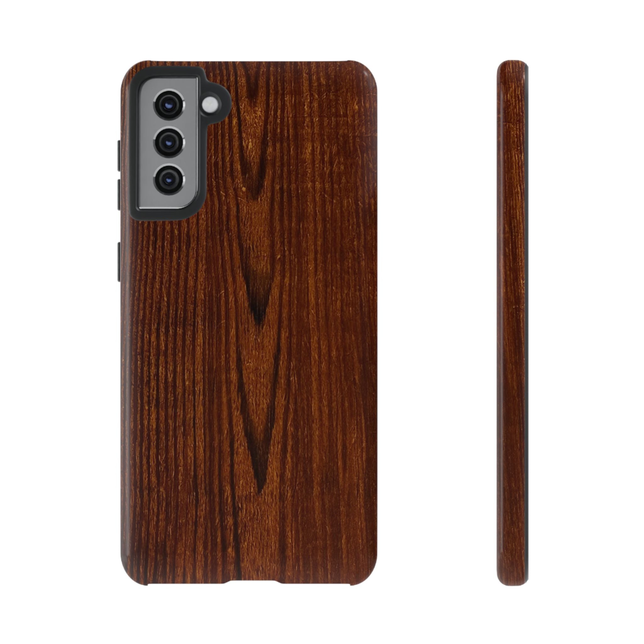 Phone Case in Fine Wood Grain Design with rustic, rugged good looks with toughness and durability for UV and impact resistance protection