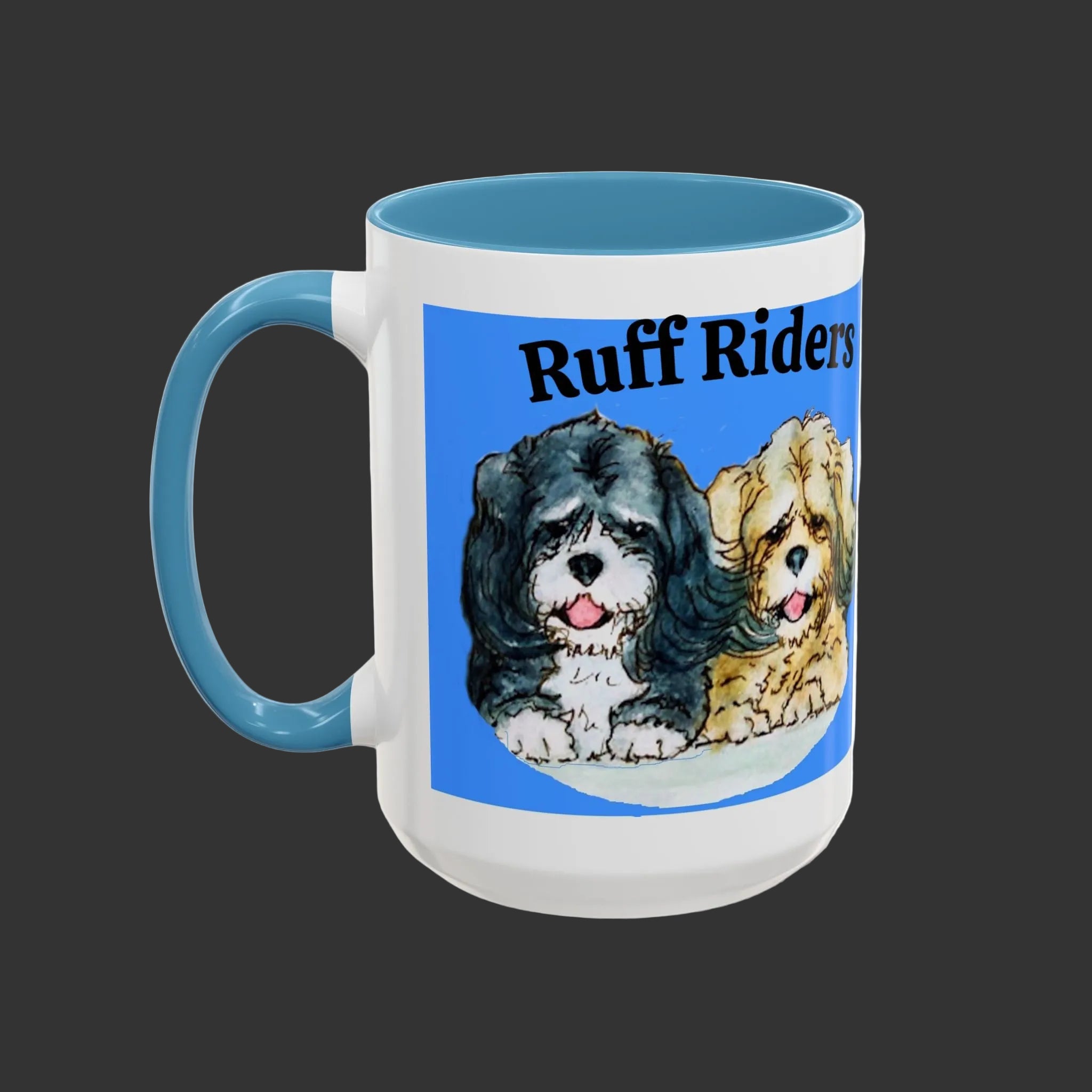 Ruff Riders Dog Mug — Cute Dog Car Riding Duo Accent Mug (11/15oz)