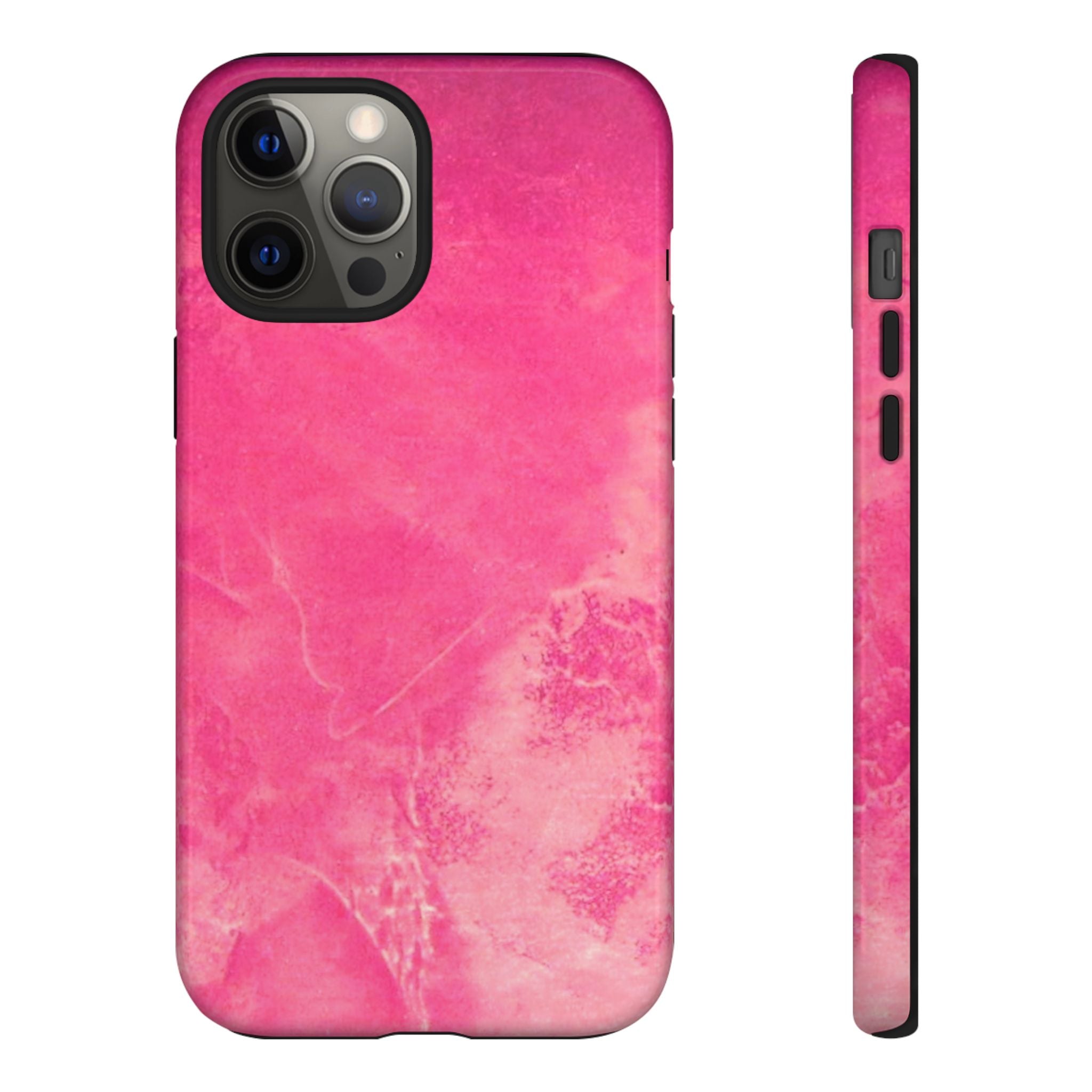 phone case in glossy or matte Hot Pink Marble Design with UV and impact resistance protection