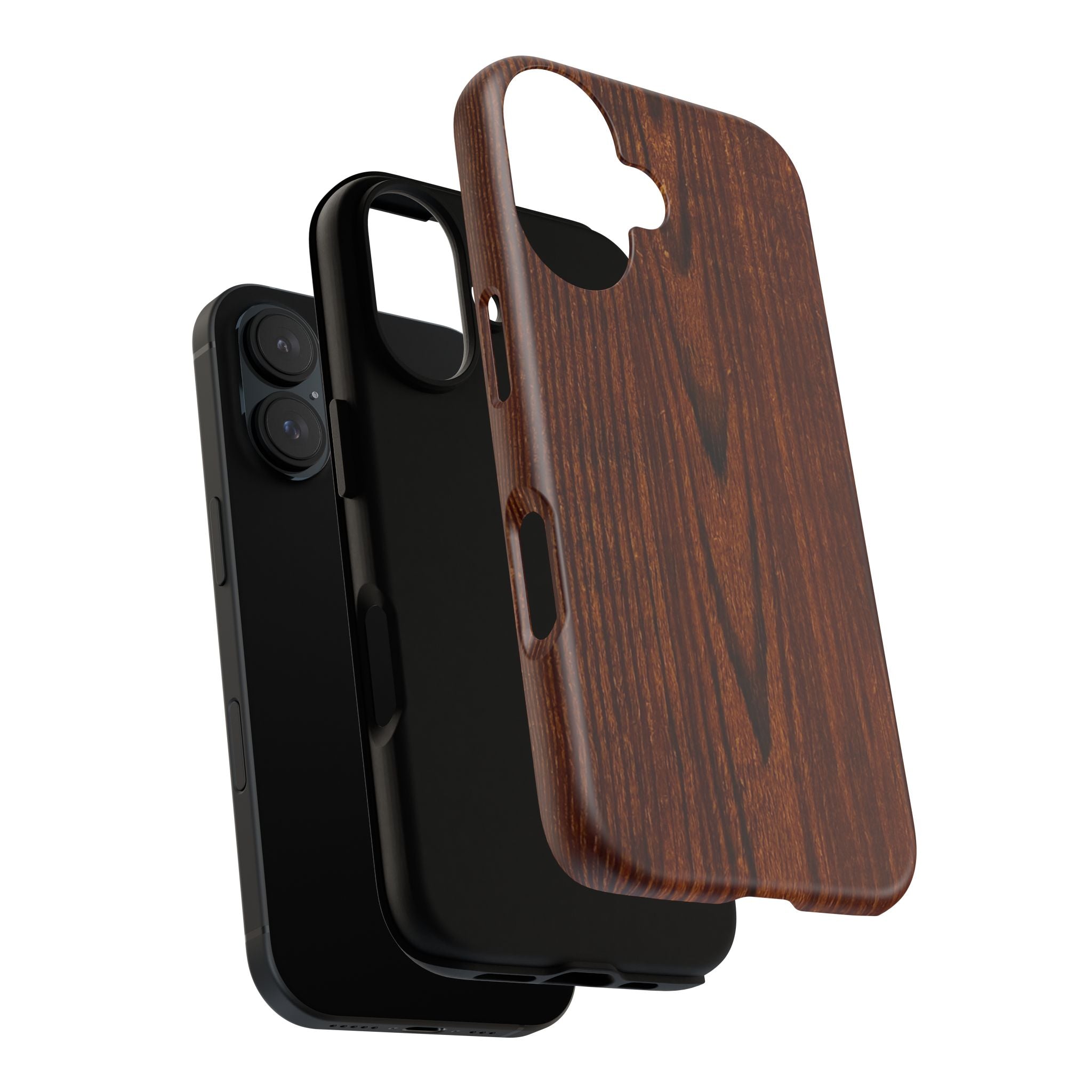 Phone Case in Fine Wood Grain Design with rustic, rugged good looks with toughness and durability for UV and impact resistance protection