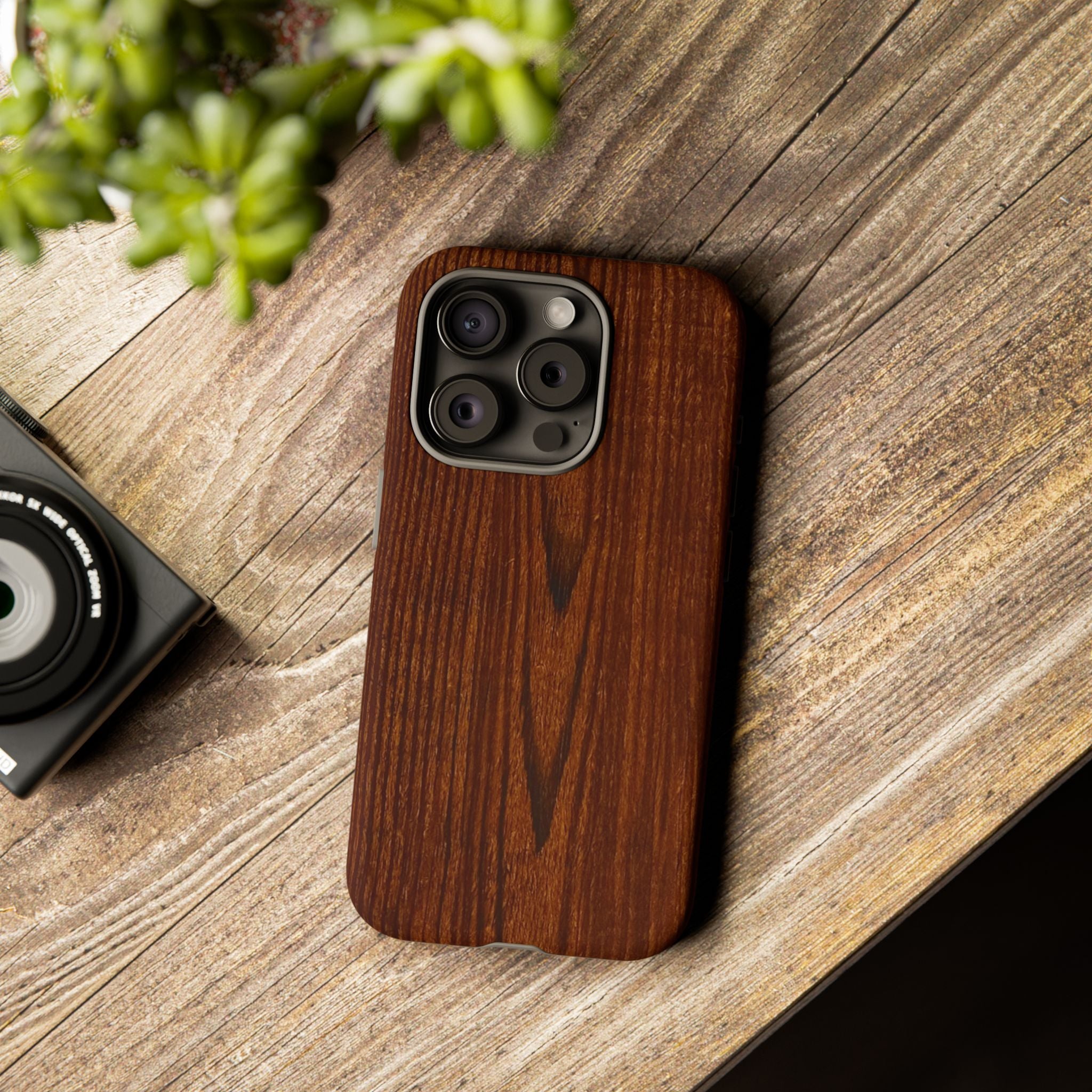 Phone Case in Fine Wood Grain Design with rustic, rugged good looks with toughness and durability for UV and impact resistance protection
