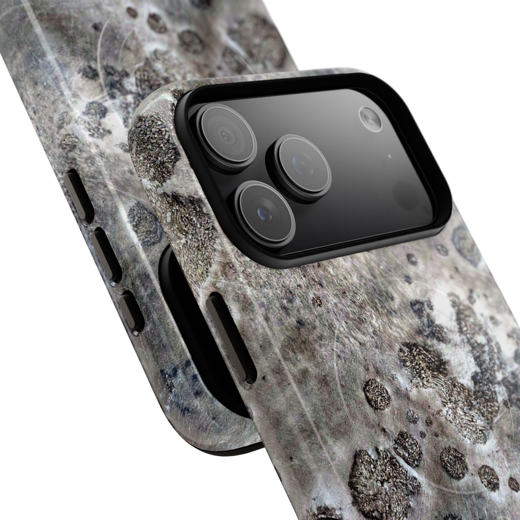 Magnetic iphone case with a Lunar Moon Rock Design is as tough as it looks with 2 layer shell compatible with MagSafe Accessories