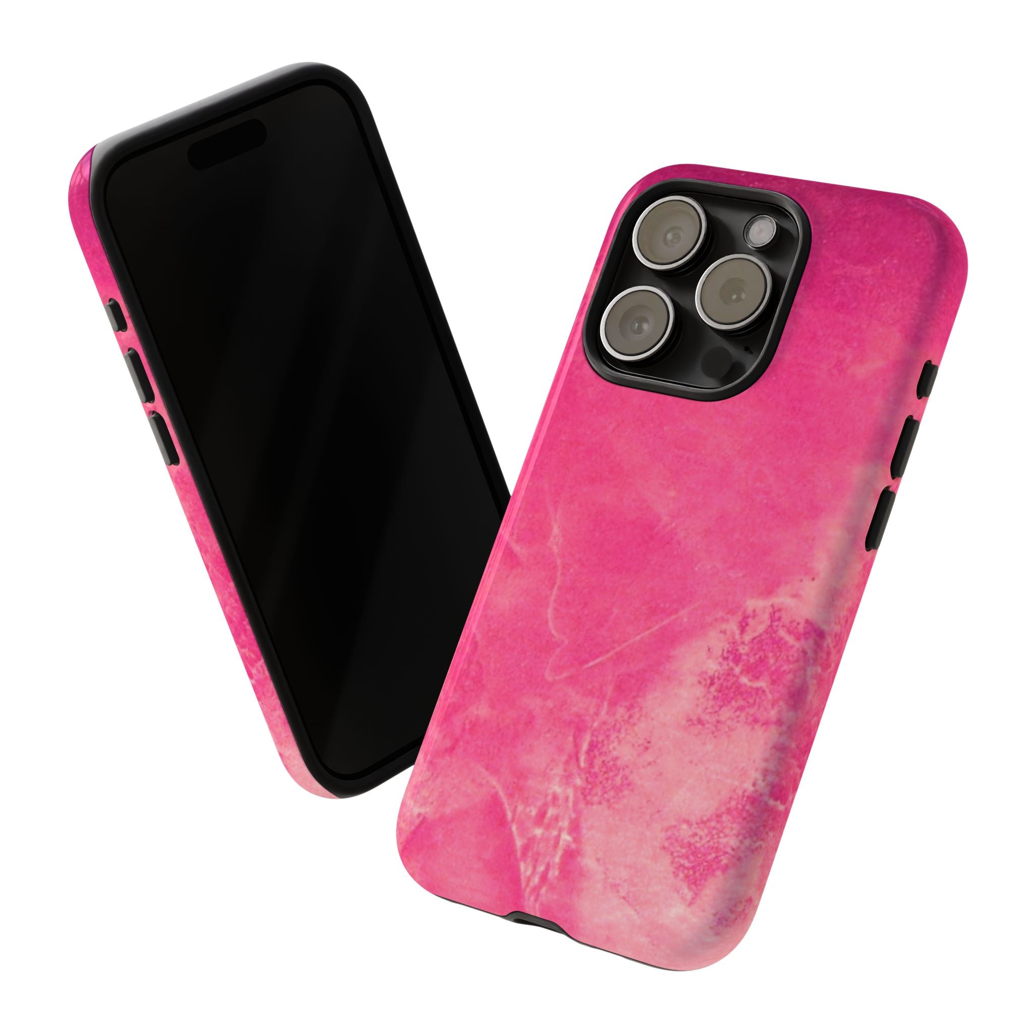 phone case in glossy or matte Hot Pink Marble Design with UV and impact resistance protection