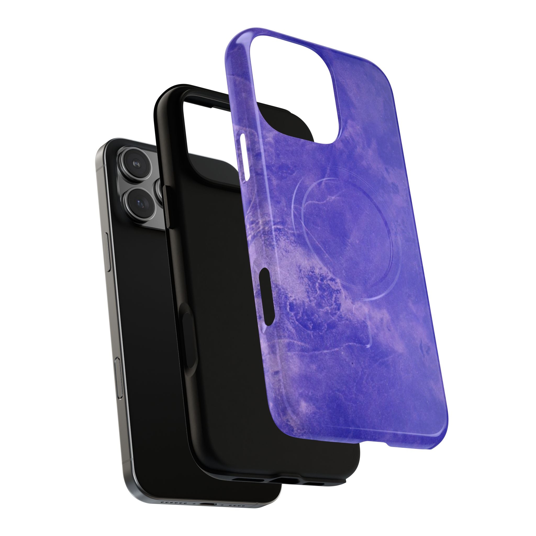 Magnetic iphone case in Blue abstract design with dual layers for toughness and compatible with MagSafe Accessories