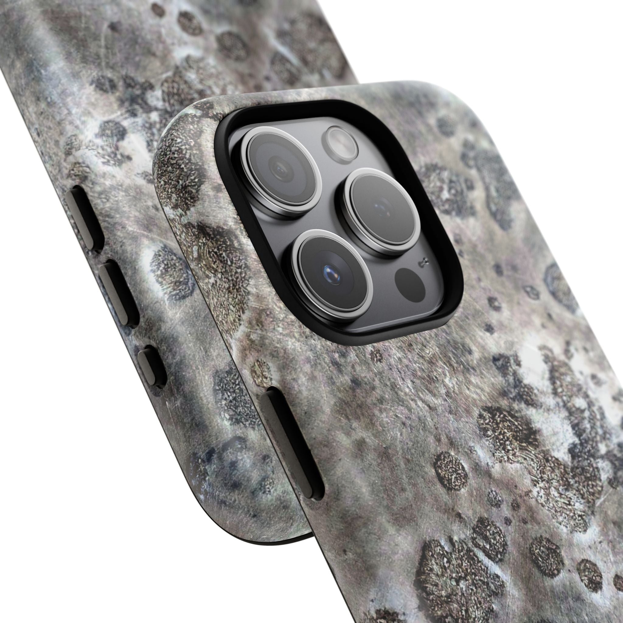 Magnetic iphone case with a Lunar Moon Rock Design is as tough as it looks with 2 layer shell compatible with MagSafe Accessories