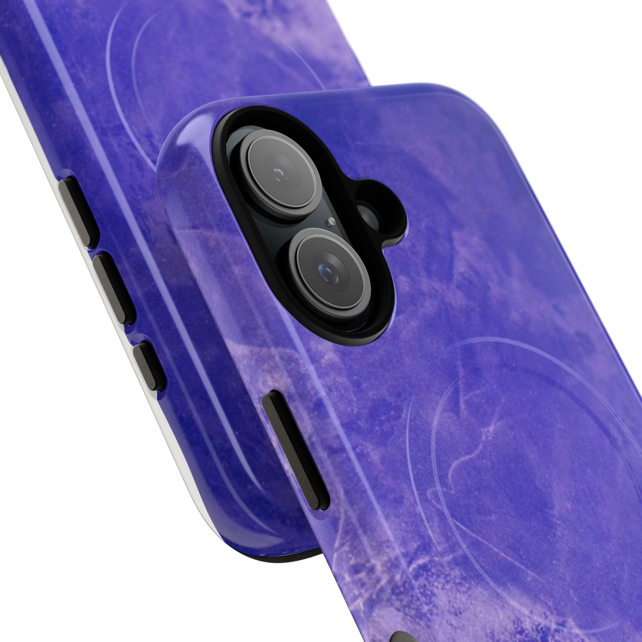 Magnetic iphone case in Blue abstract design with dual layers for toughness and compatible with MagSafe Accessories