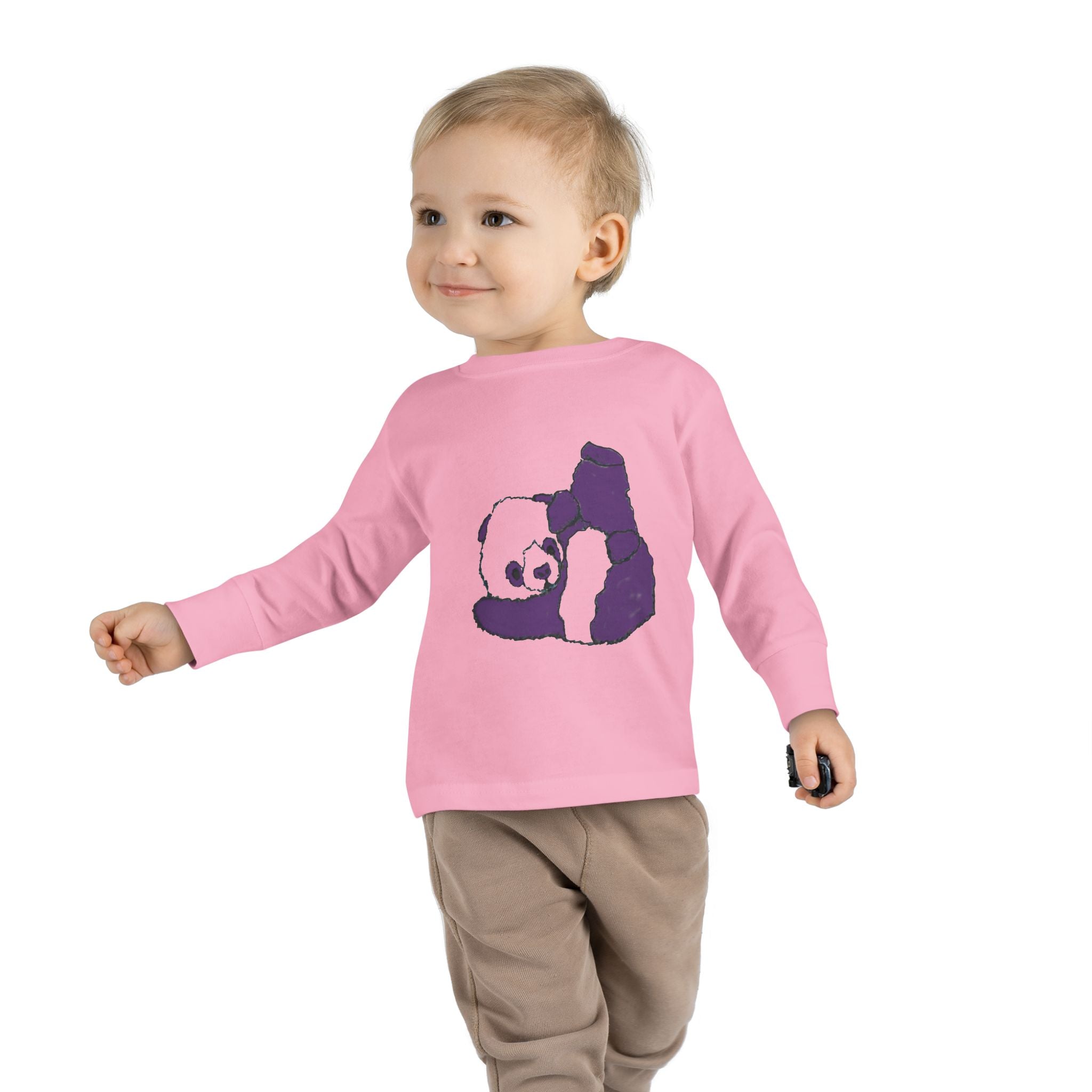 Toddler Long Sleeve Tee - Adorable Purple Panda