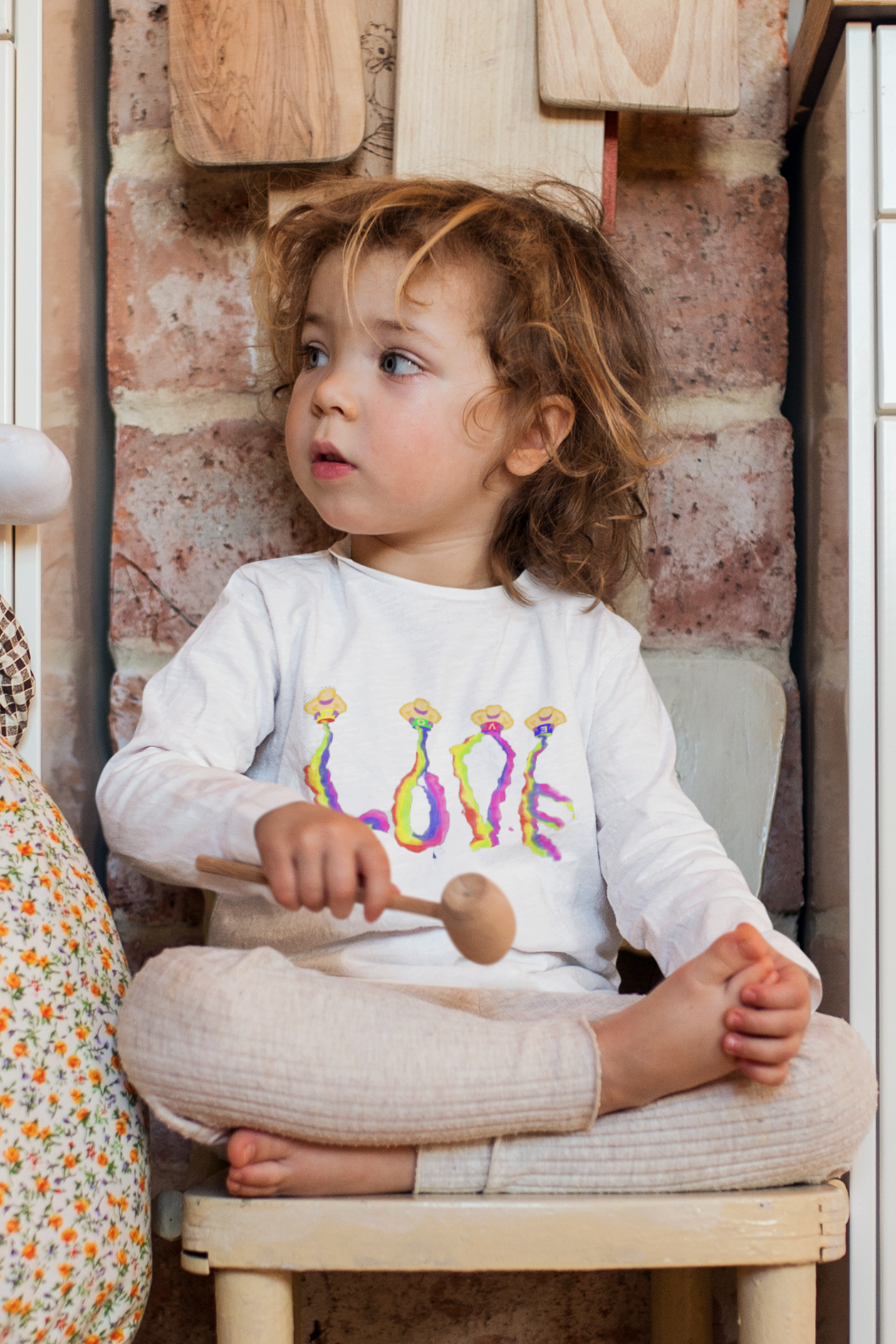 Toddler Long Sleeve Tee - It's All About Love in Bright Colors by Studio Blitz