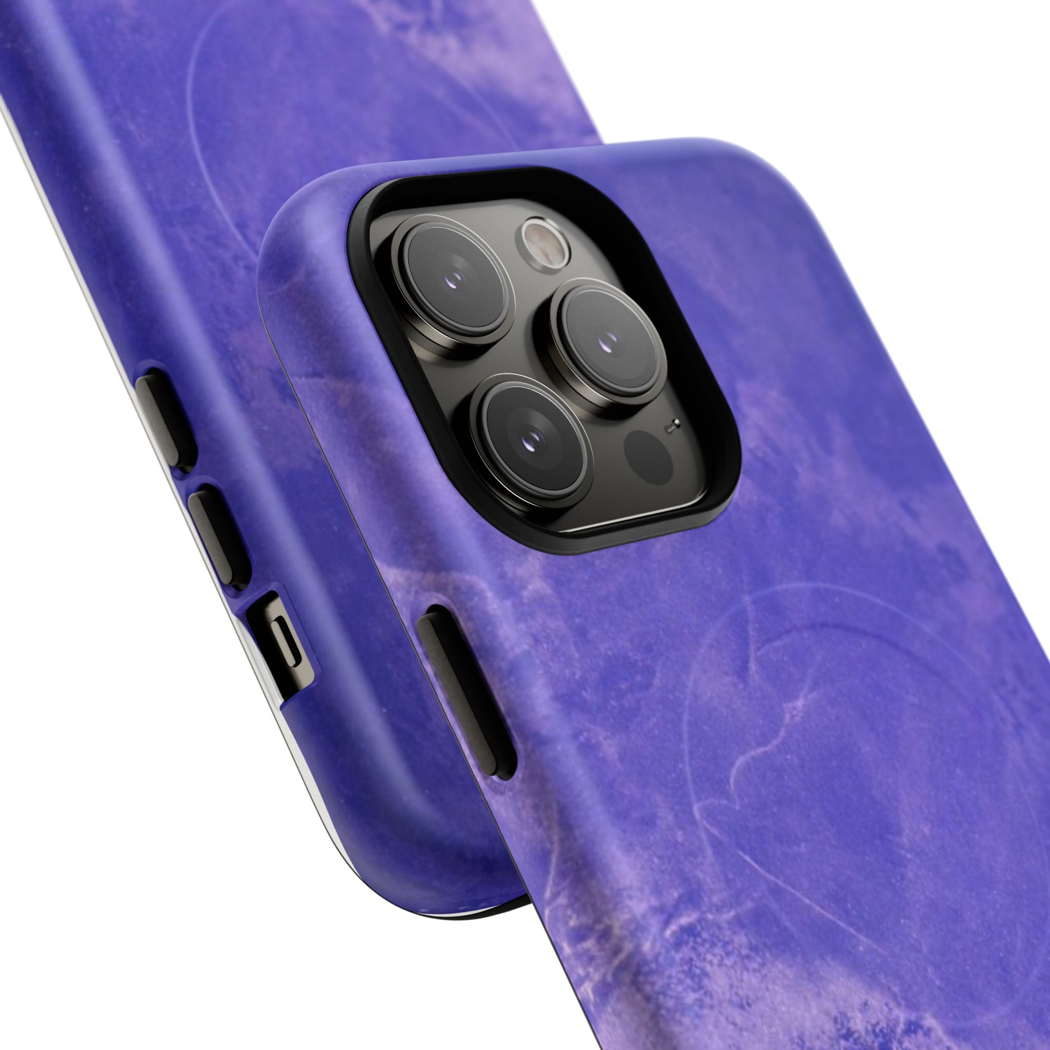 Magnetic iphone case in Blue abstract design with dual layers for toughness and compatible with MagSafe Accessories