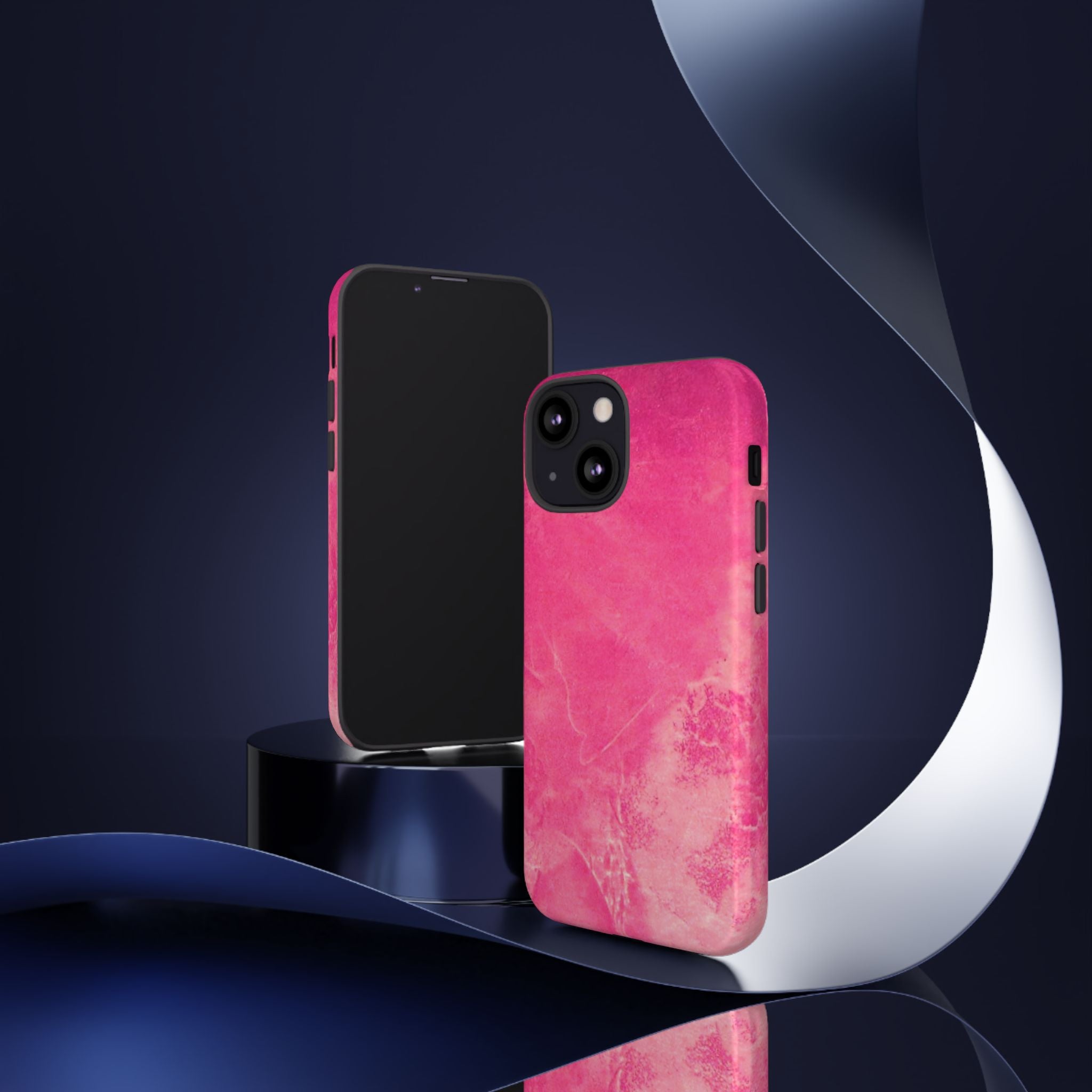 phone case in glossy or matte Hot Pink Marble Design with UV and impact resistance protection