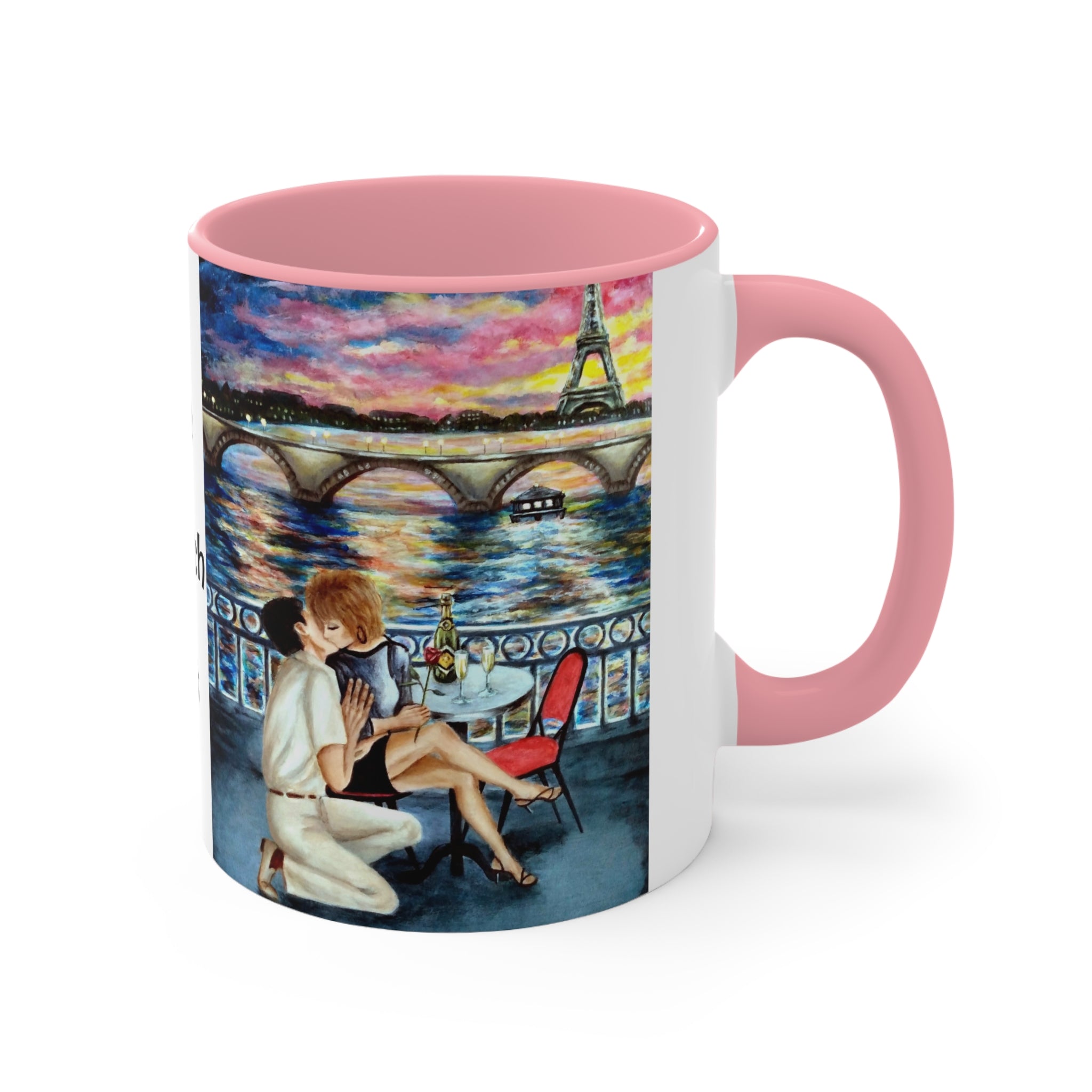 Mugs of Romantic Paris and The French Kiss in Artist Rendering