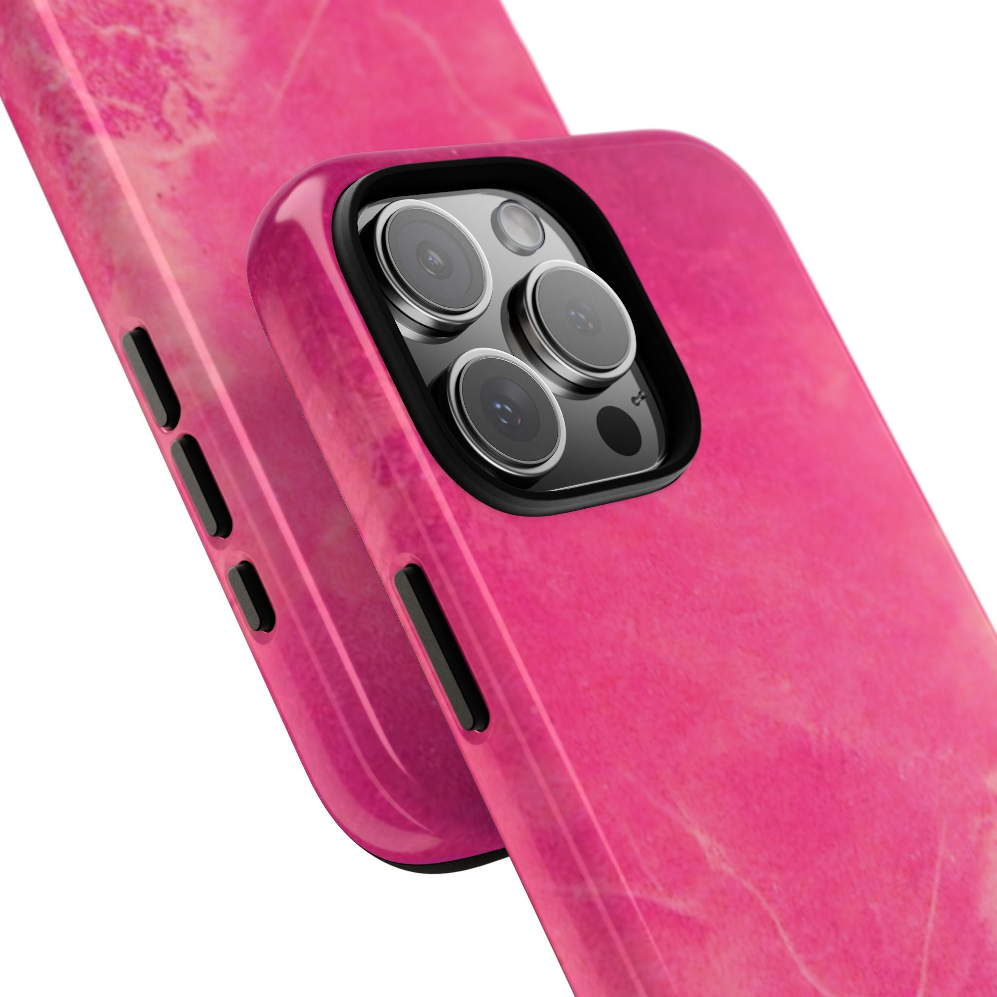 phone case in glossy or matte Hot Pink Marble Design with UV and impact resistance protection