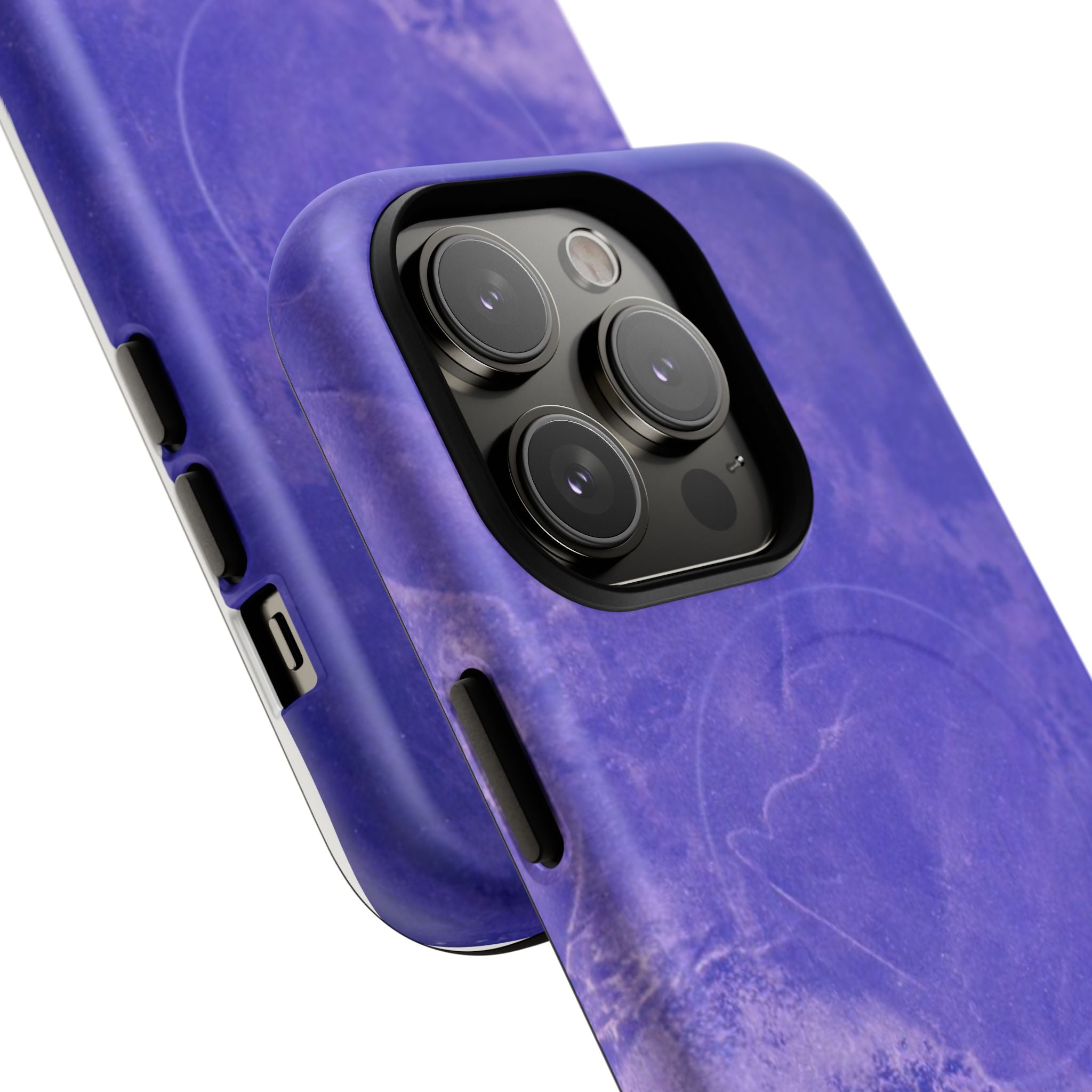 Magnetic iphone case in Blue abstract design with dual layers for toughness and compatible with MagSafe Accessories