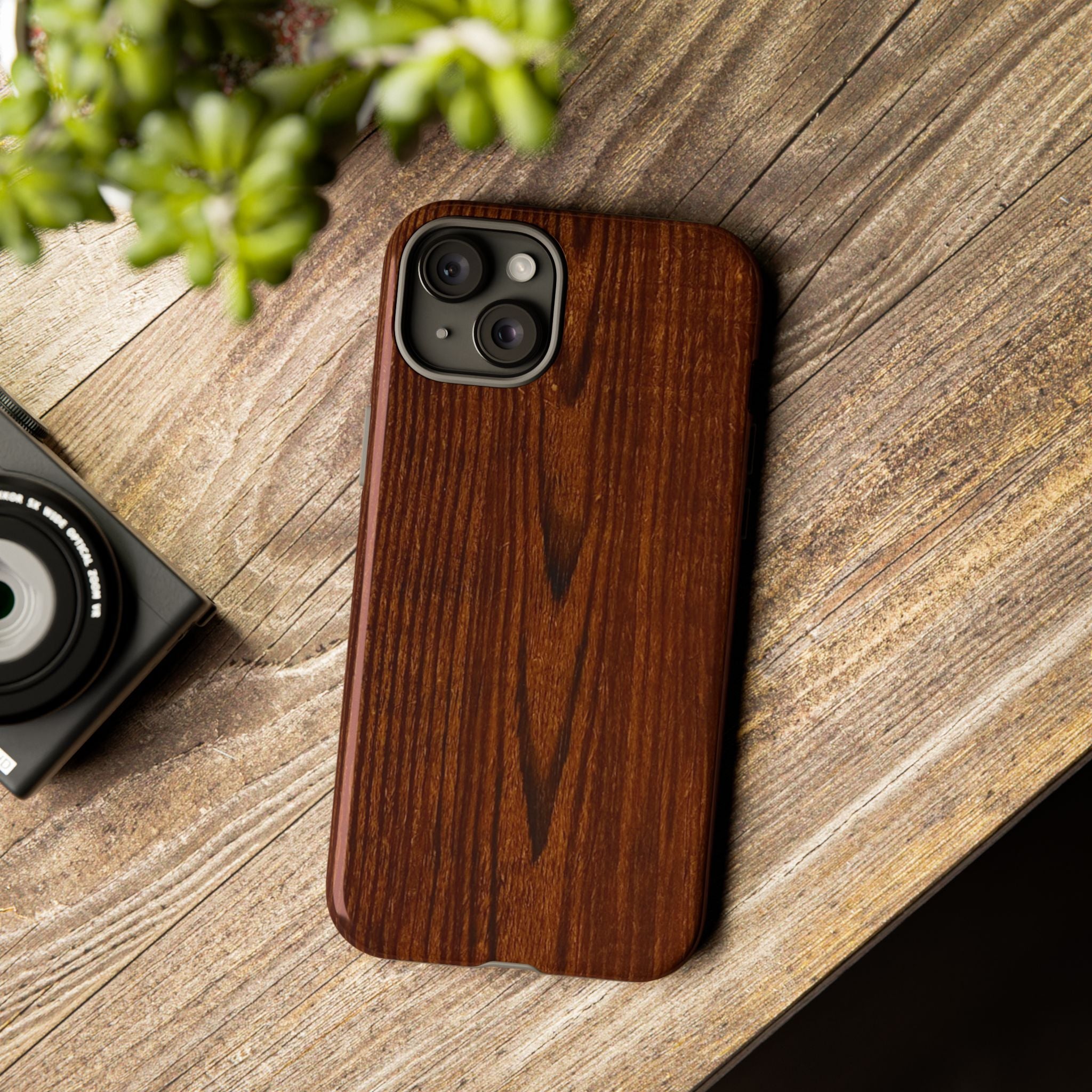 Phone Case in Fine Wood Grain Design with rustic, rugged good looks with toughness and durability for UV and impact resistance protection