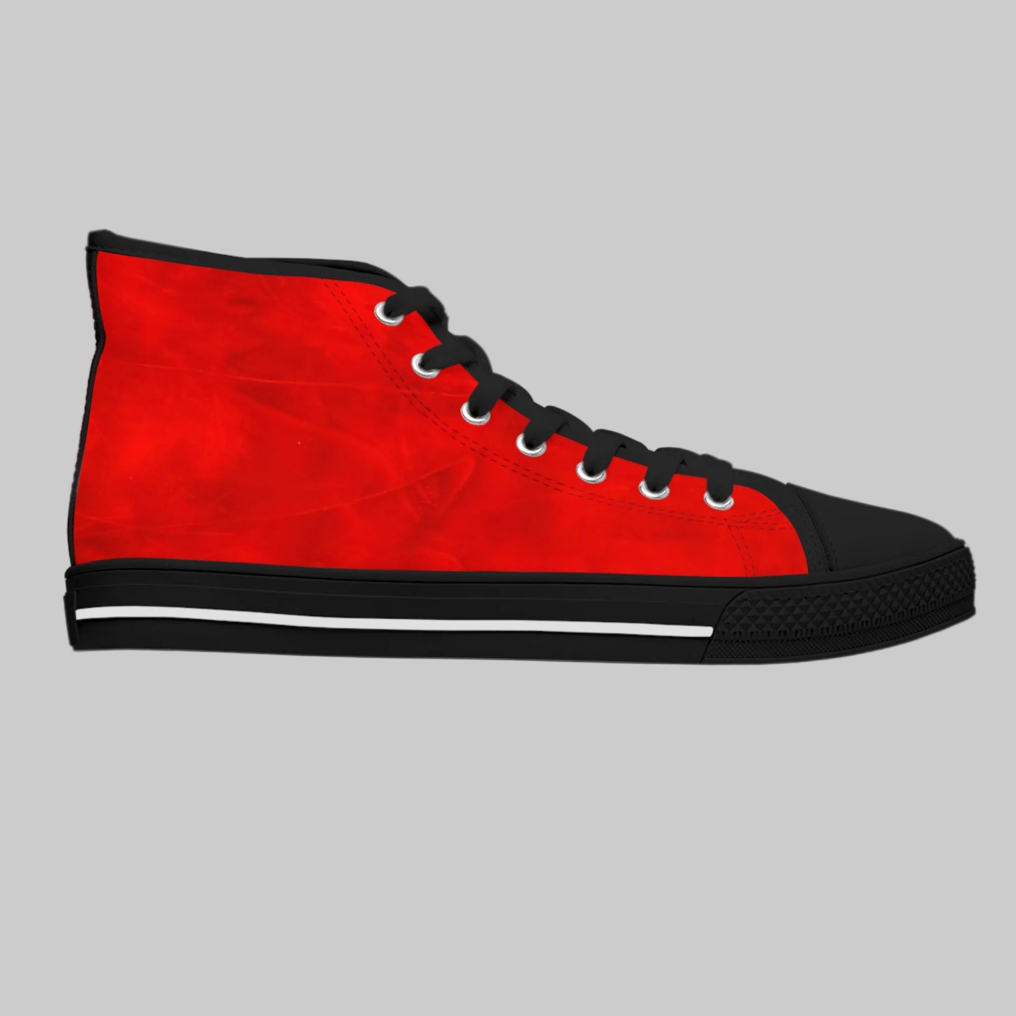 High Top Sneakers - Trendy Red Abstract Design with Accents